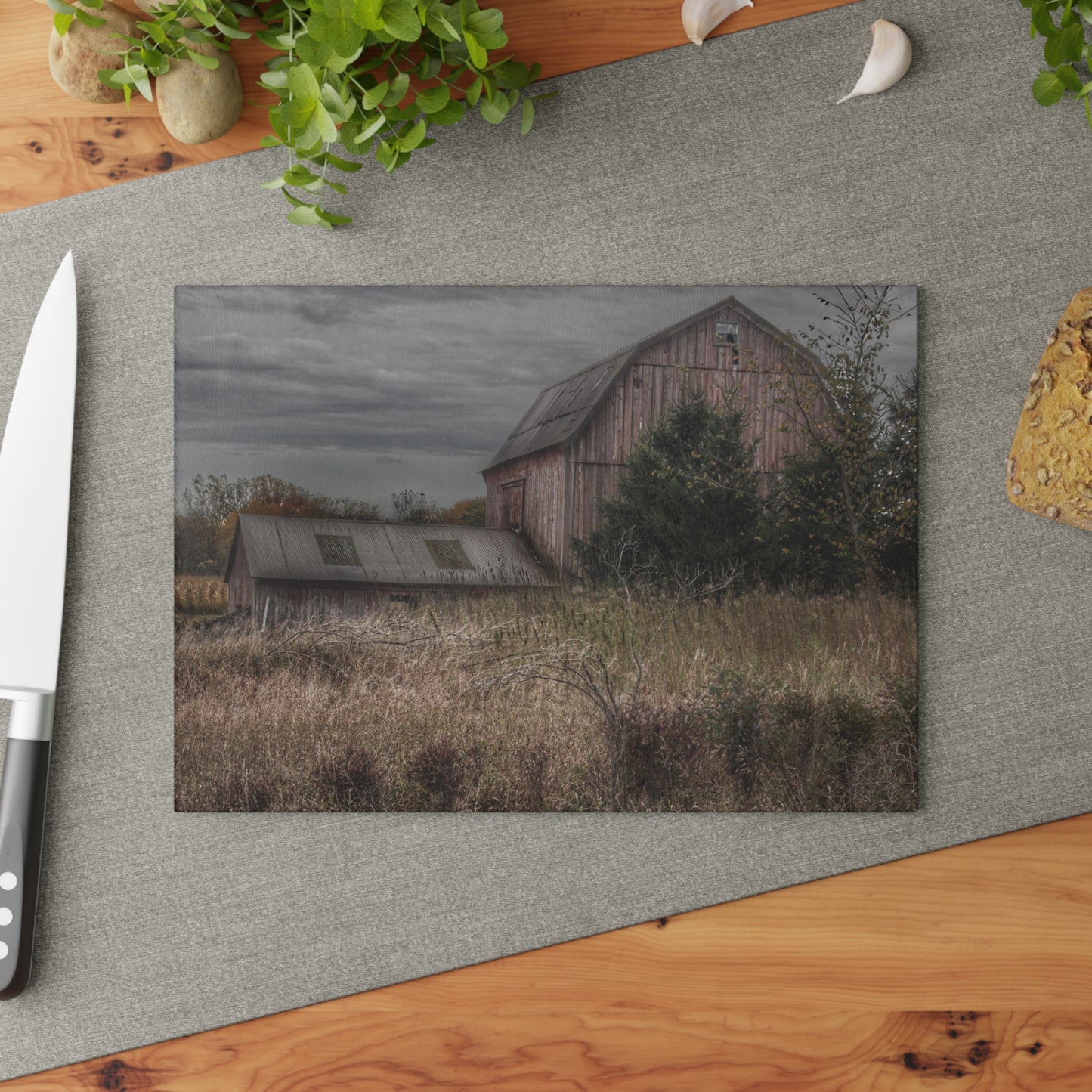 U R There Photography Treasurer Road Red Rustic Farmhouse Tempered-Glass Cutting Board