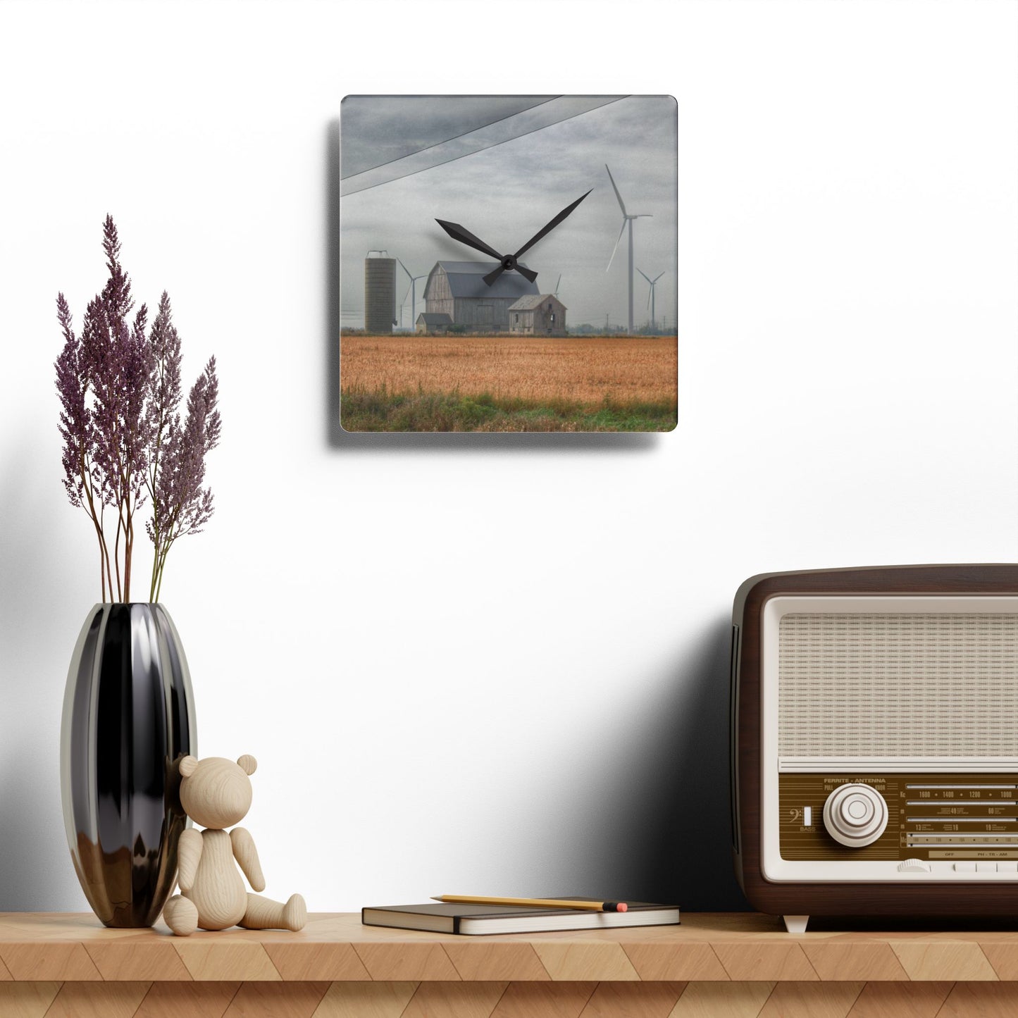 Rustic Farmhouse Wall Clock featuring Pinabog Greys