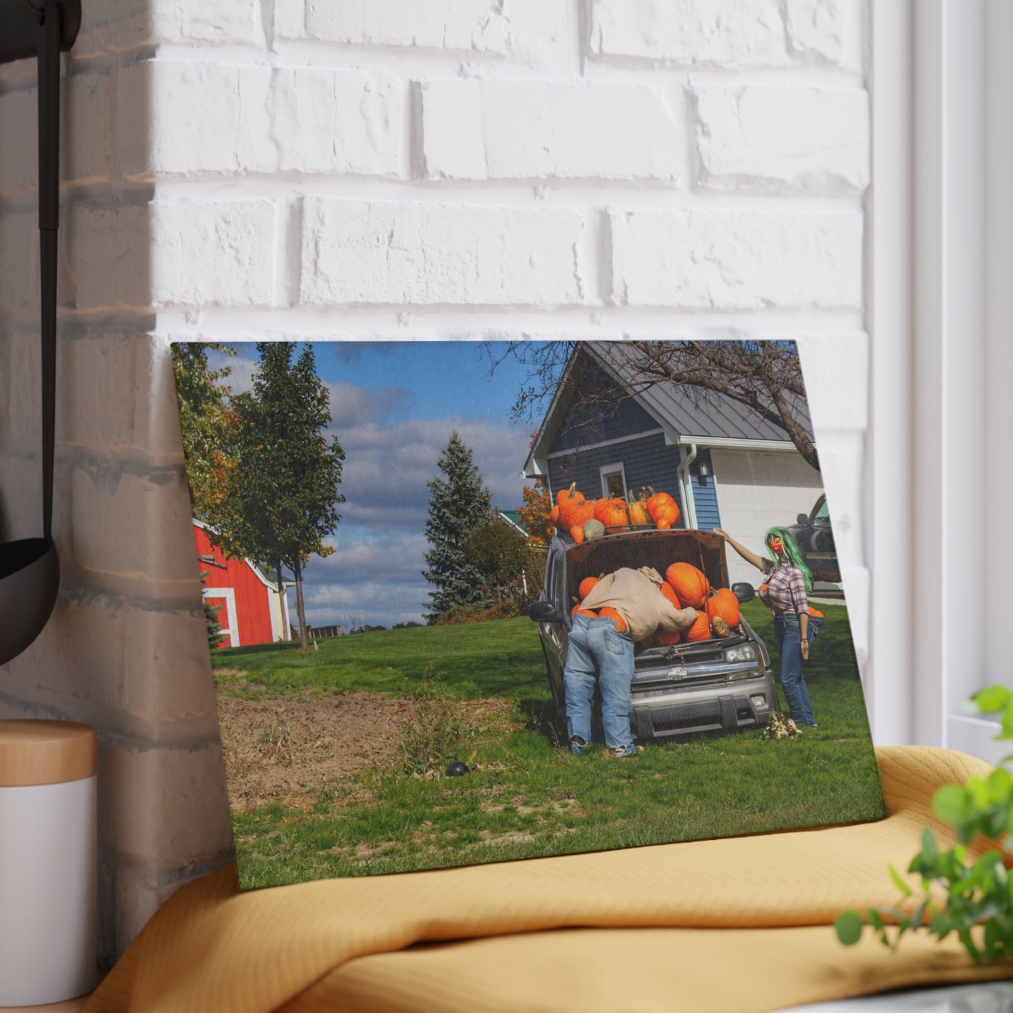 U R There Photography Lippincott Pumpkins Rustic Farmhouse Tempered-Glass Cutting Board