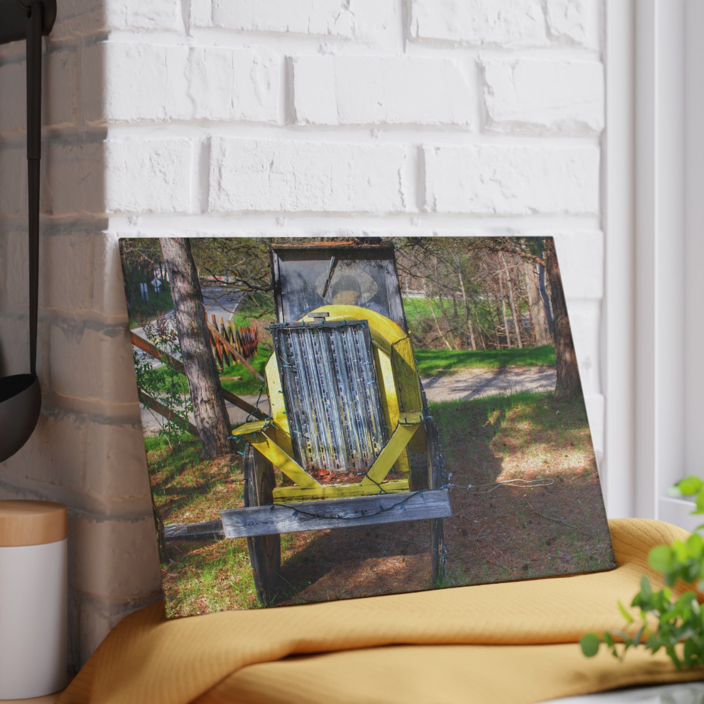 U R There Photography Hickory Place Yard Art II Rustic Farmhouse Tempered-Glass Cutting Board