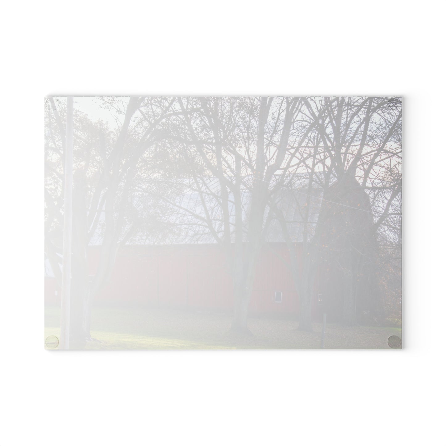 U R There Photography Vienna Road Hidden Red Rustic Farmhouse Tempered-Glass Cutting Board