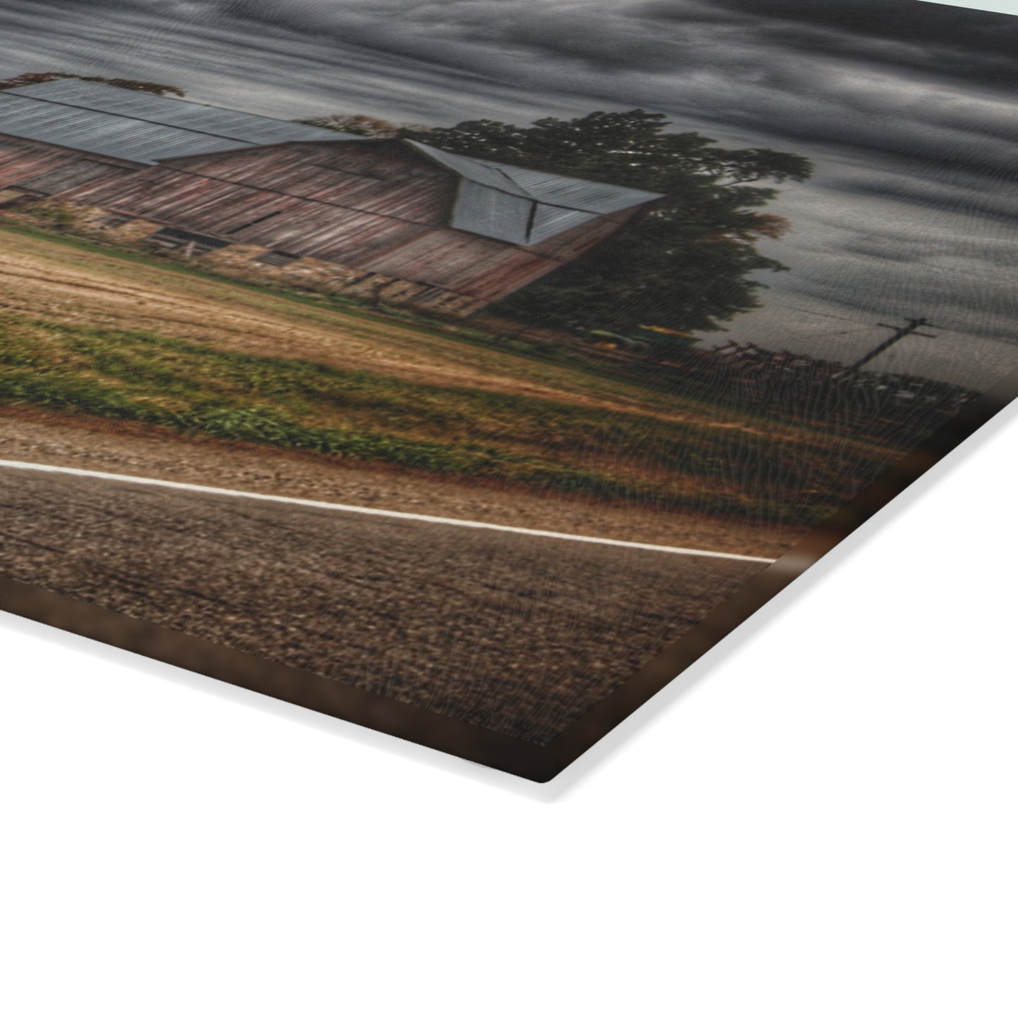 U R There Photography Snover Road Red II Rustic Farmhouse Tempered-Glass Cutting Board