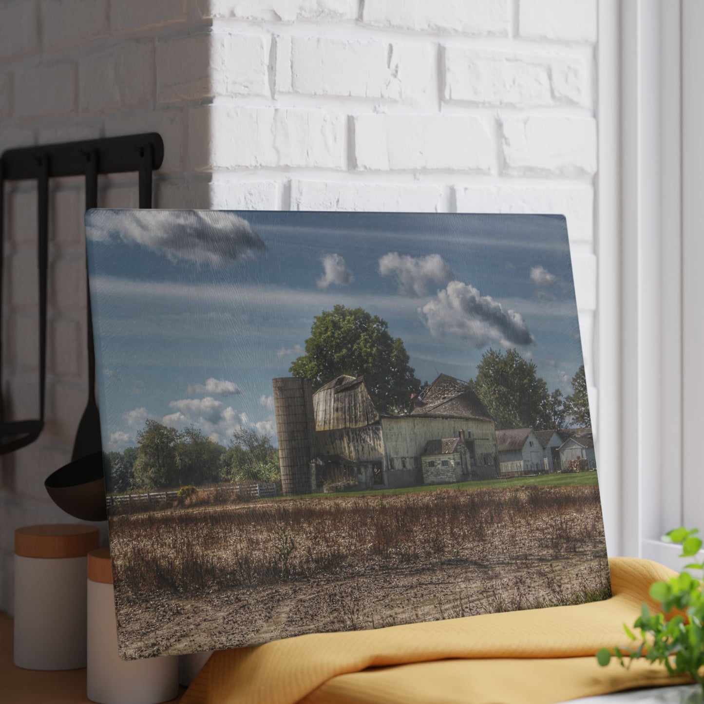 U R There Photography Sutton Road End of Days Rustic Farmhouse Tempered-Glass Cutting Board
