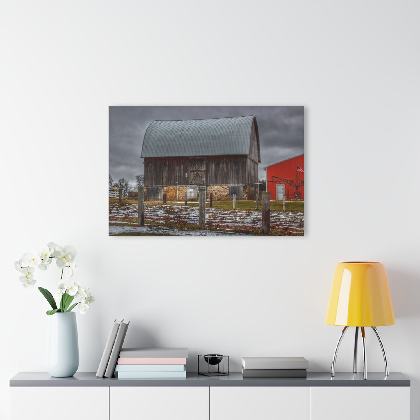 U R There Photography Schott Road Grey III Rustic Farmhouse Acrylic Wall Print