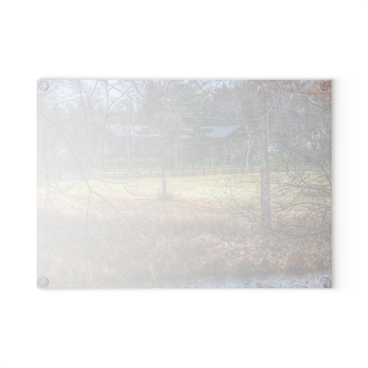U R There Photography Brewer Road Hidden Grey Rustic Farmhouse Tempered-Glass Cutting Board