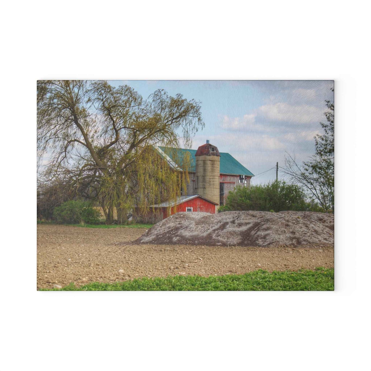 U R There Photography Cedar Creek Road Red Rustic Farmhouse Tempered-Glass Cutting Board