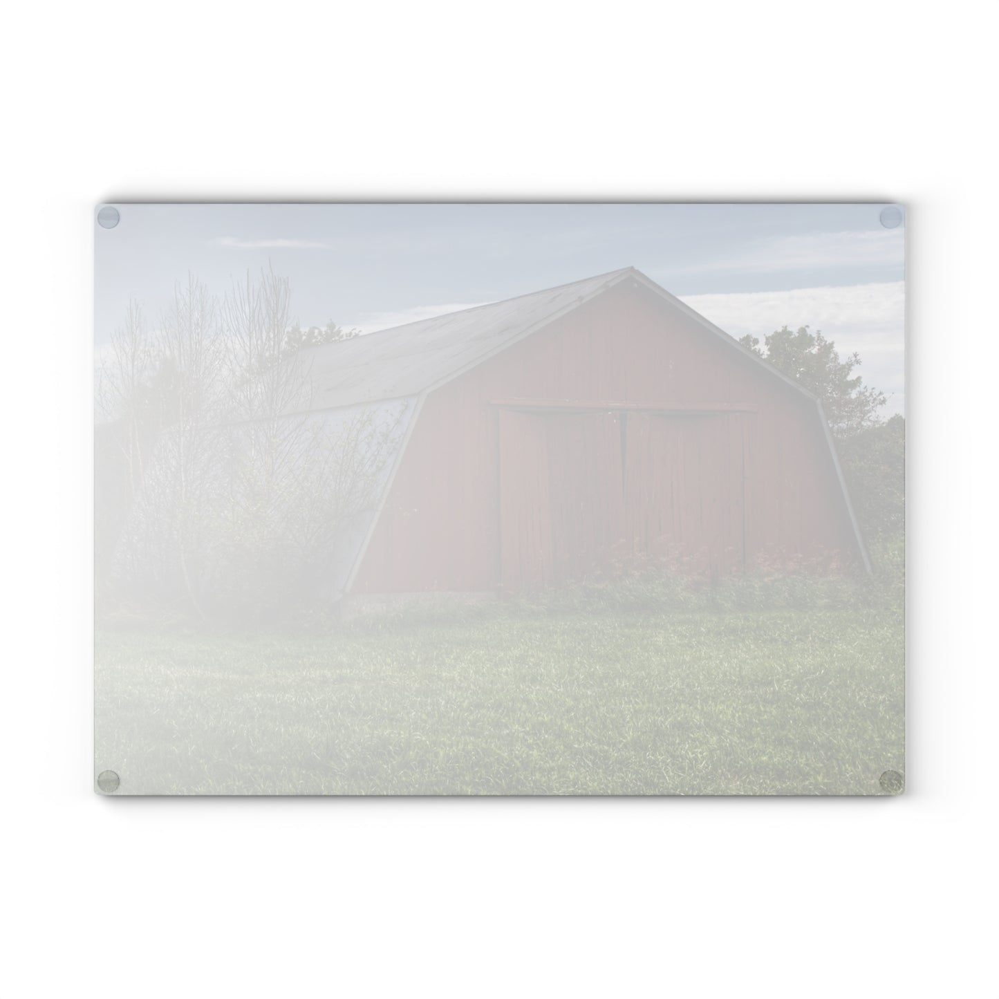 U R There Photography Piersonville Road Red Quonset Rustic Farmhouse Tempered-Glass Cutting Board