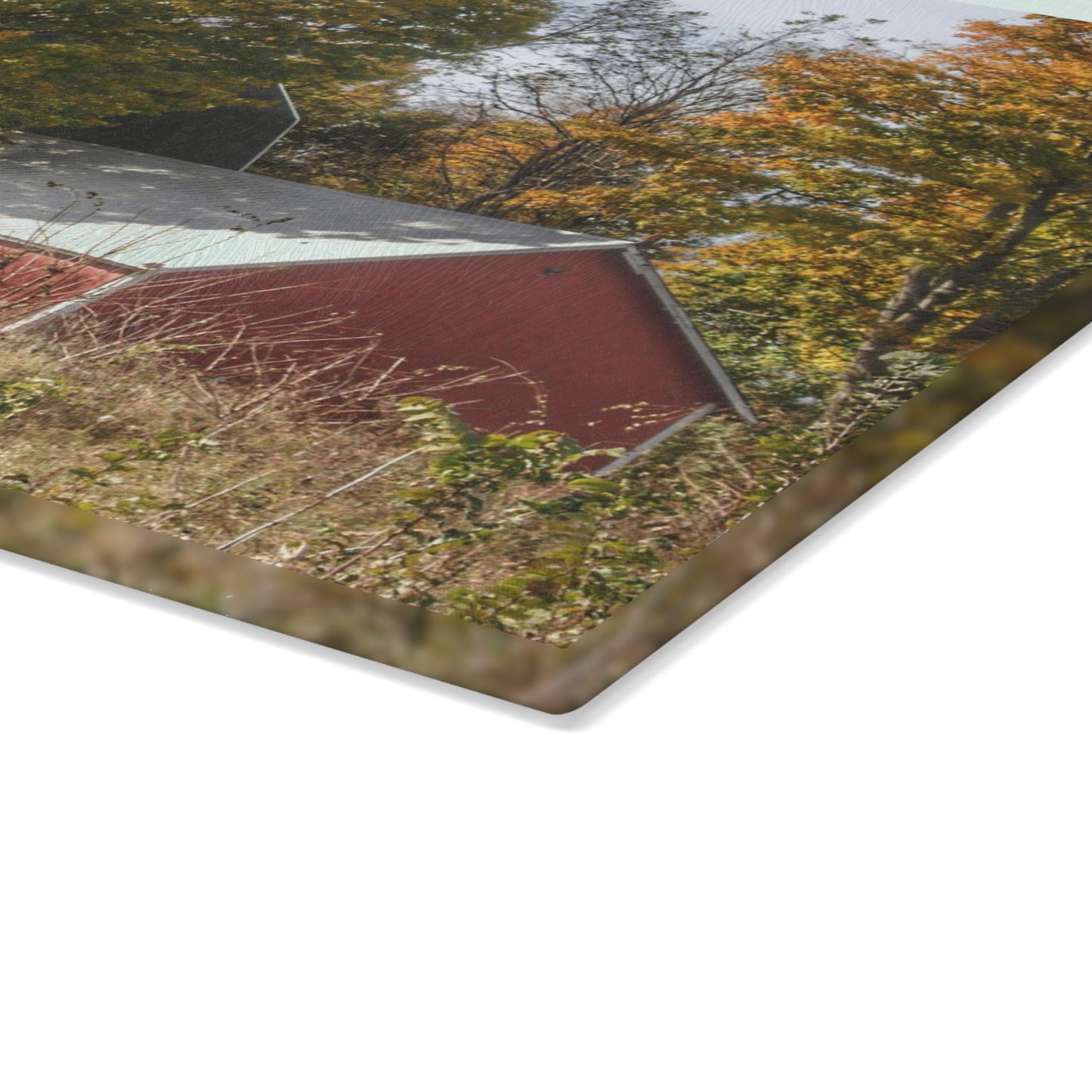 U R There Photography Bowers Road Red I Rustic Farmhouse Tempered-Glass Cutting Board