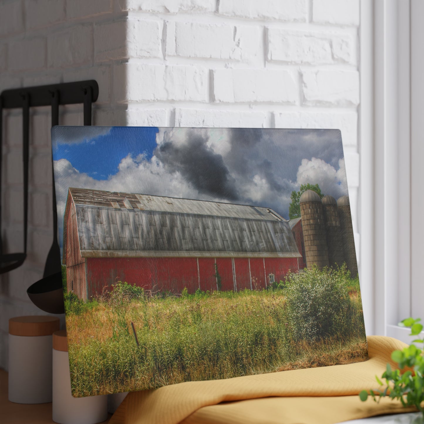 U R There Photography Shelby Red I Rustic Farmhouse Tempered-Glass Cutting Board