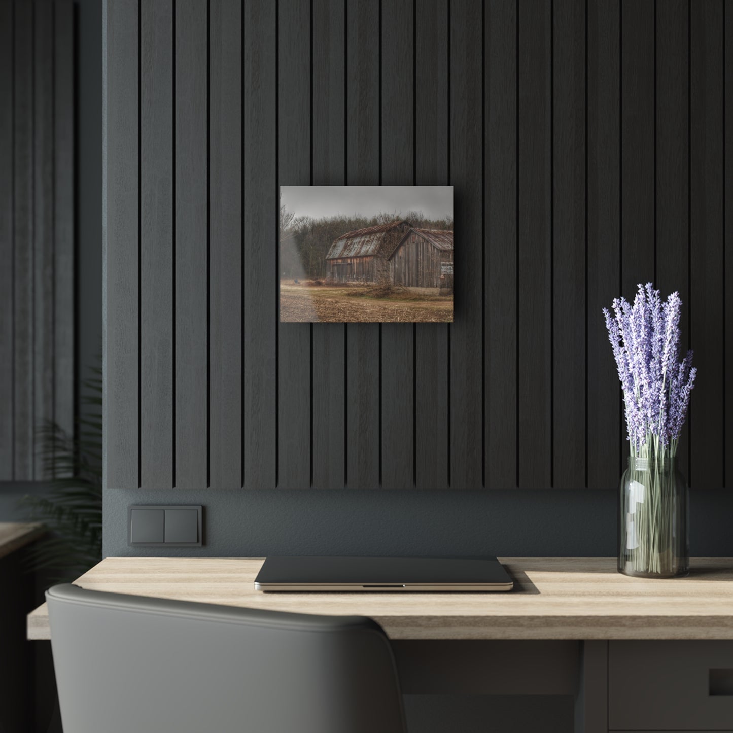 U R There Photography Arbela Road Greys Rustic Farmhouse Acrylic Wall Print