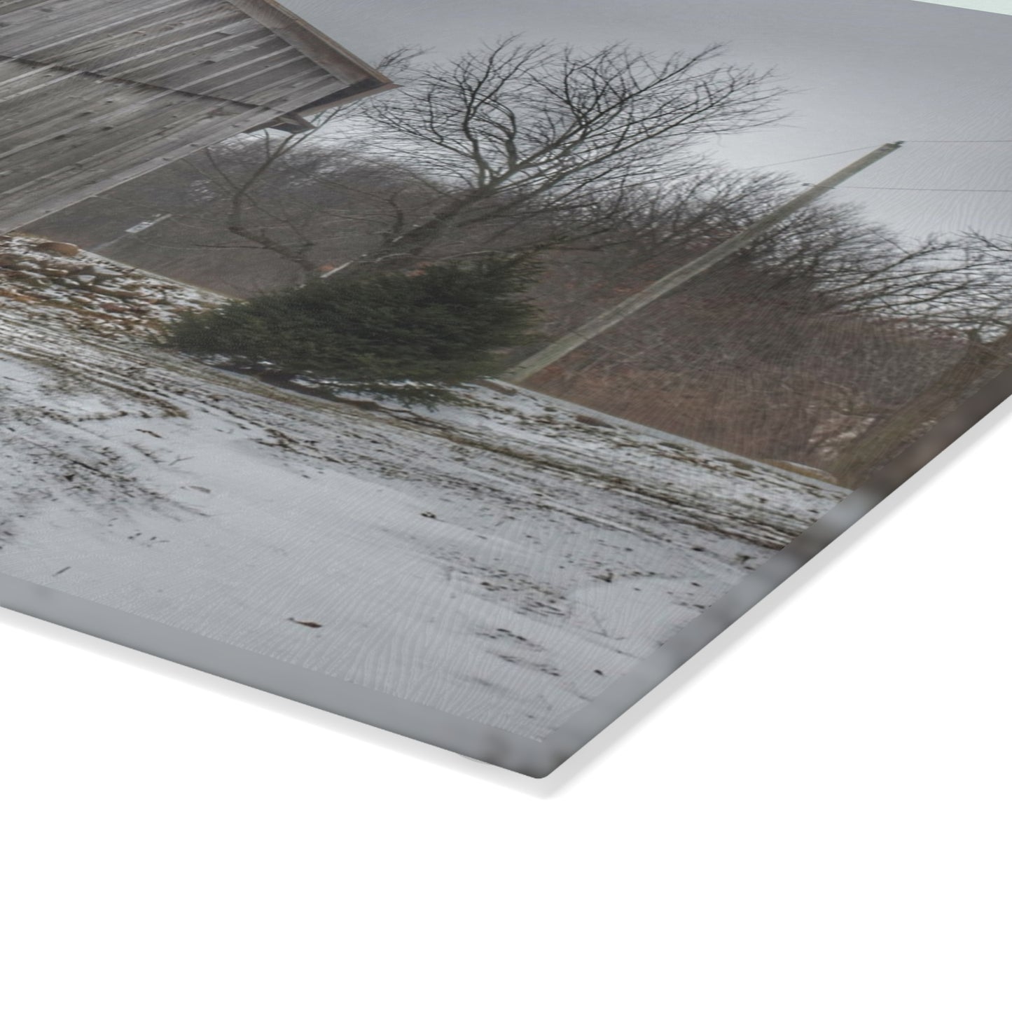 U R There Photography Sutton Road Patriot Grey I Rustic Farmhouse Tempered-Glass Cutting Board