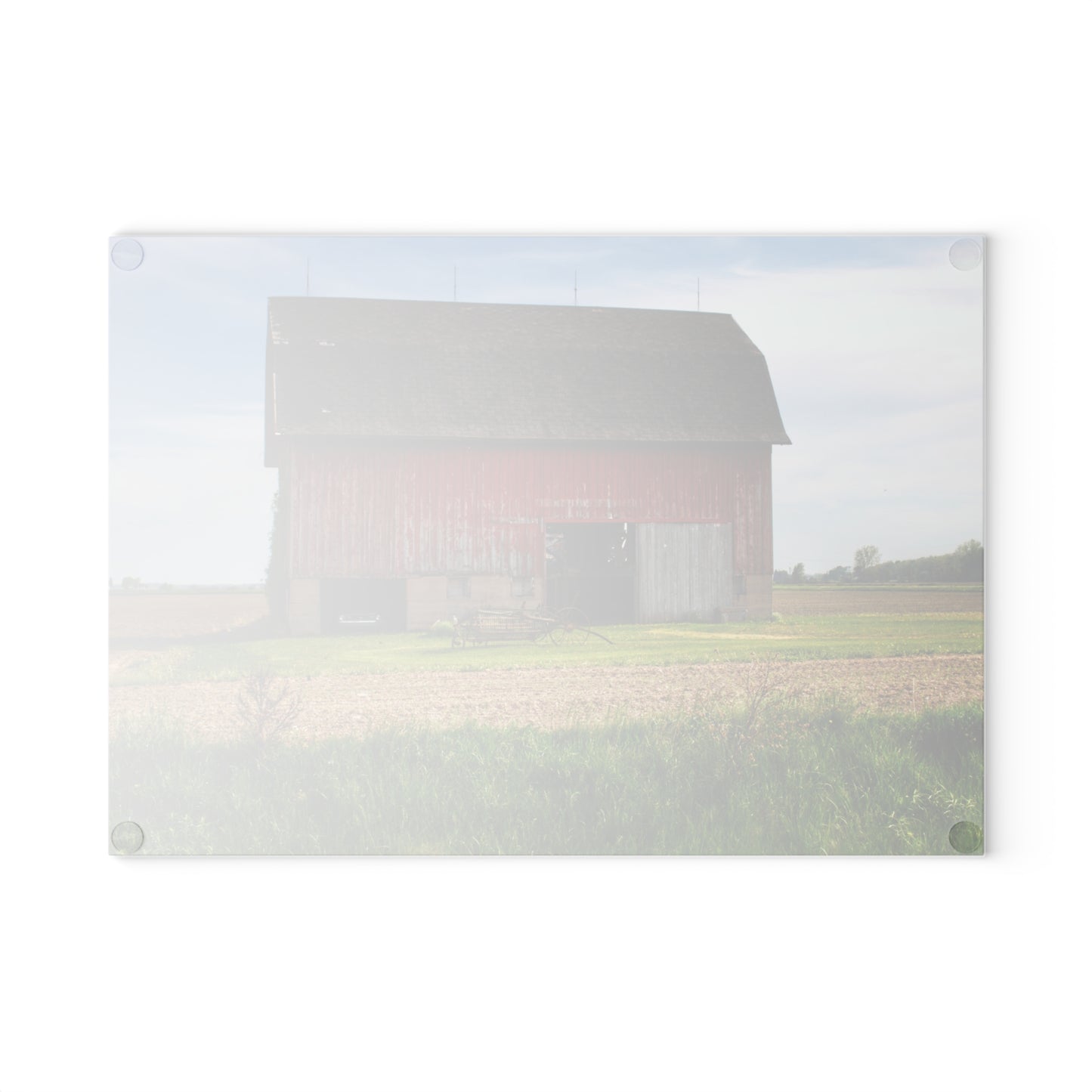 U R There Photography Unionville Elmwood Road Red I Rustic Farmhouse Tempered-Glass Cutting Board