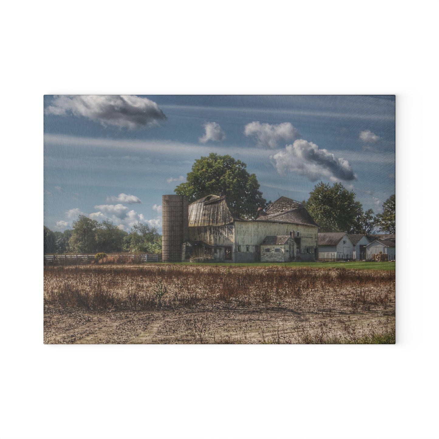 U R There Photography Sutton Road End of Days Rustic Farmhouse Tempered-Glass Cutting Board