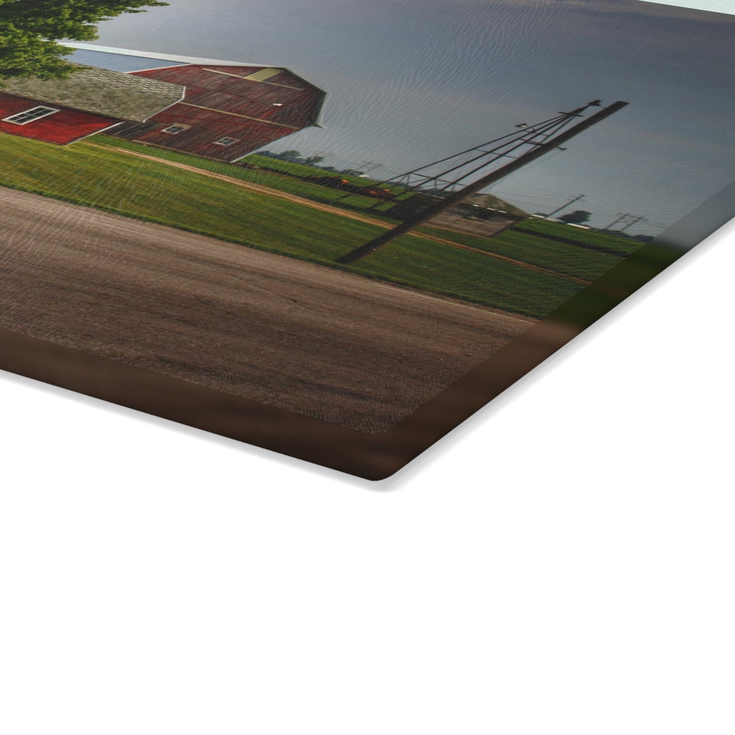 U R There Photography Bradford Road Reds Rustic Farmhouse Tempered-Glass Cutting Board