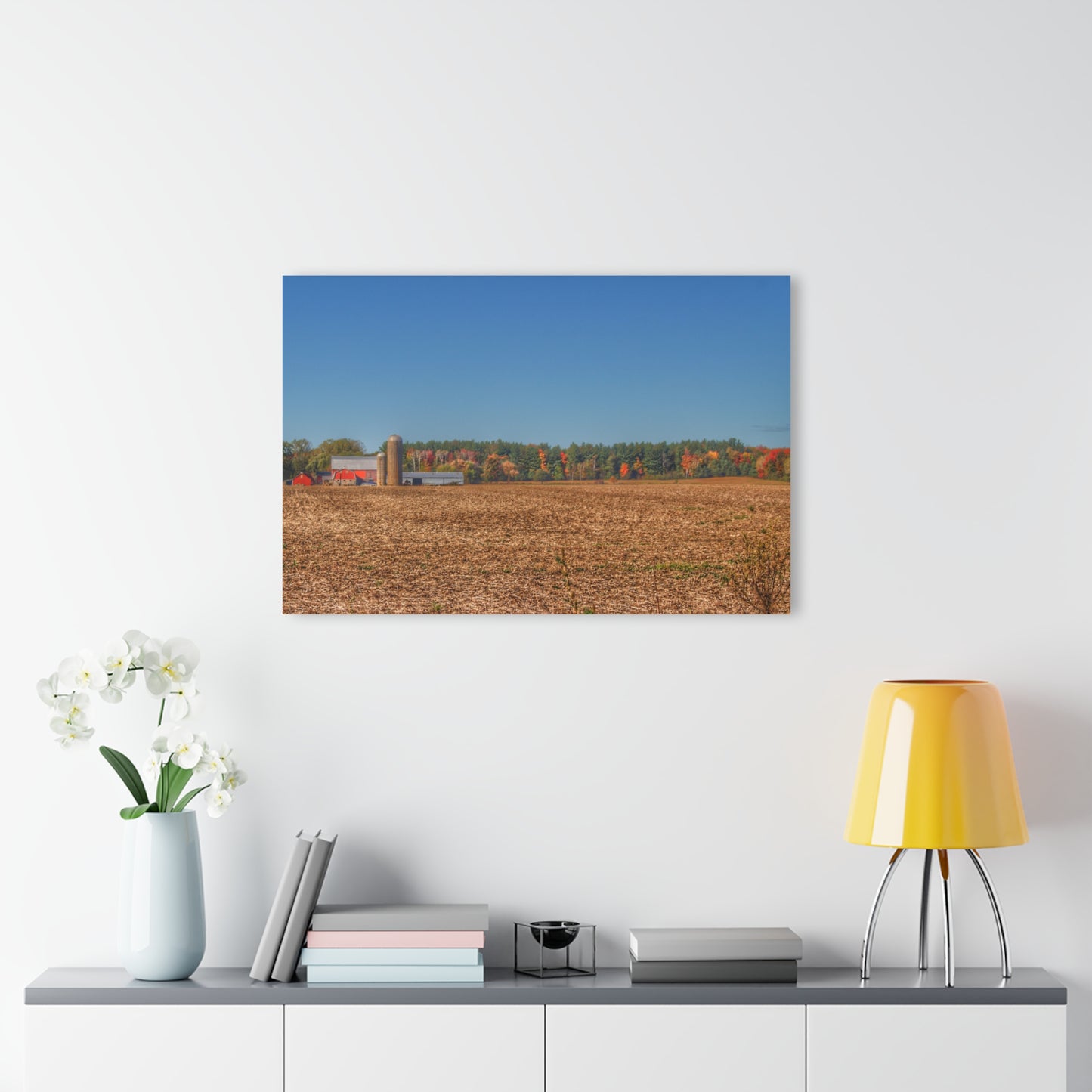 U R There Photography Rowe Road Farm Across the Field Rustic Farmhouse Acrylic Wall Print