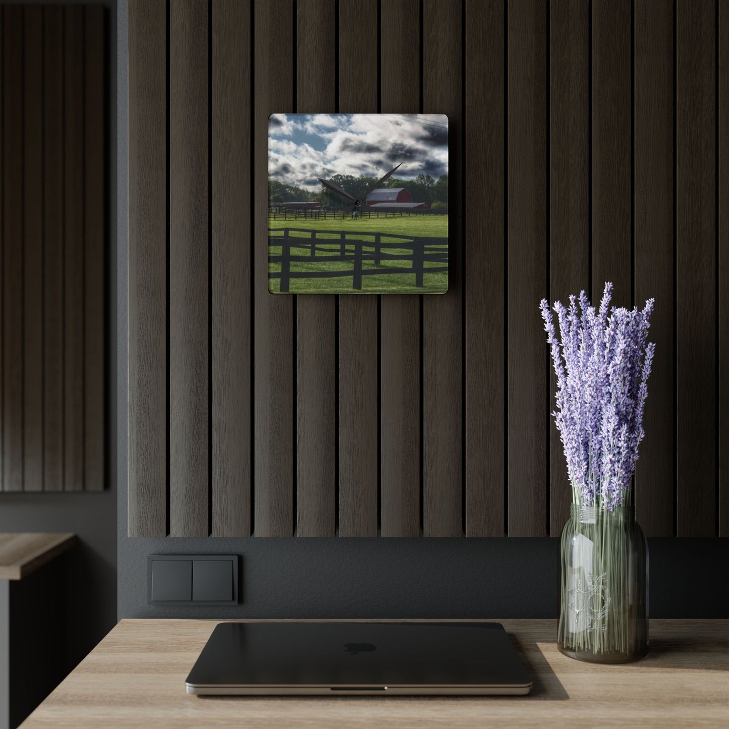 U R There Photography Hosner Road Farm Rustic Farmhouse Acrylic Analog Wall Clock