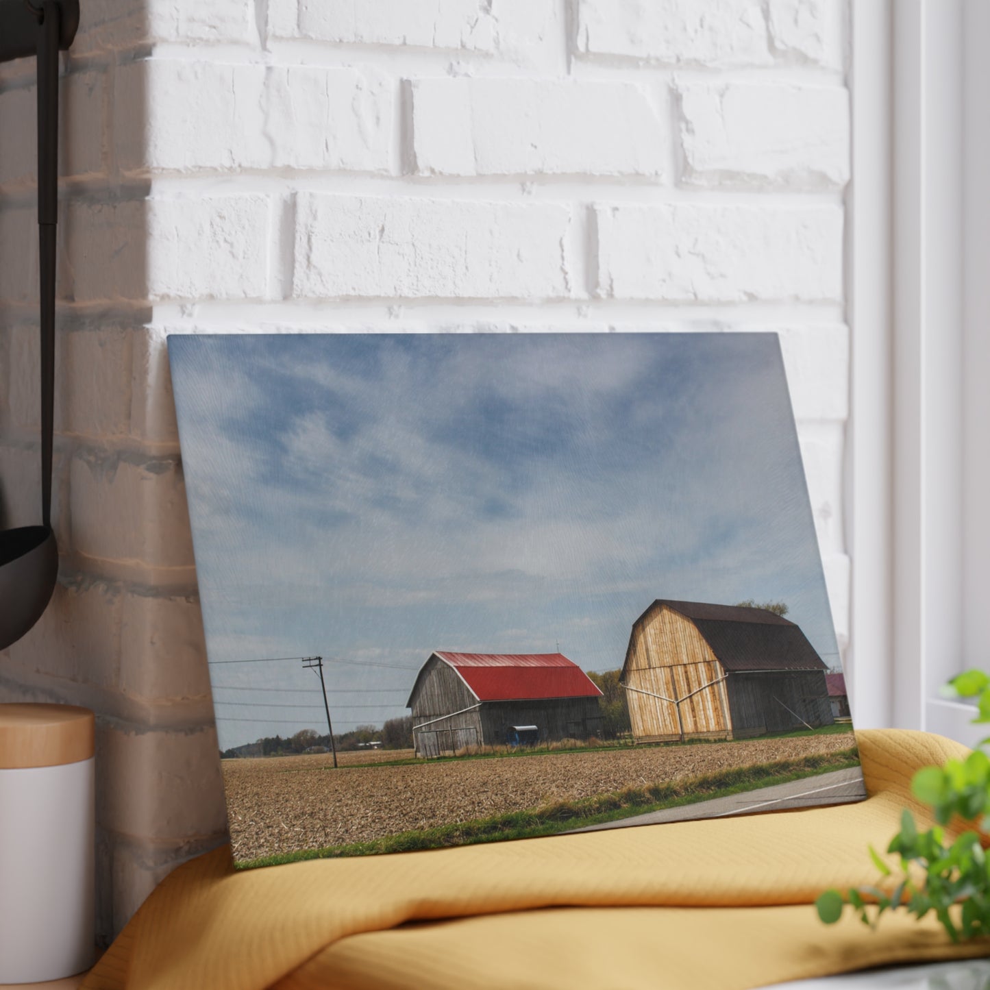 U R There Photography Unionville Center Street Greys Rustic Farmhouse Tempered-Glass Cutting Board