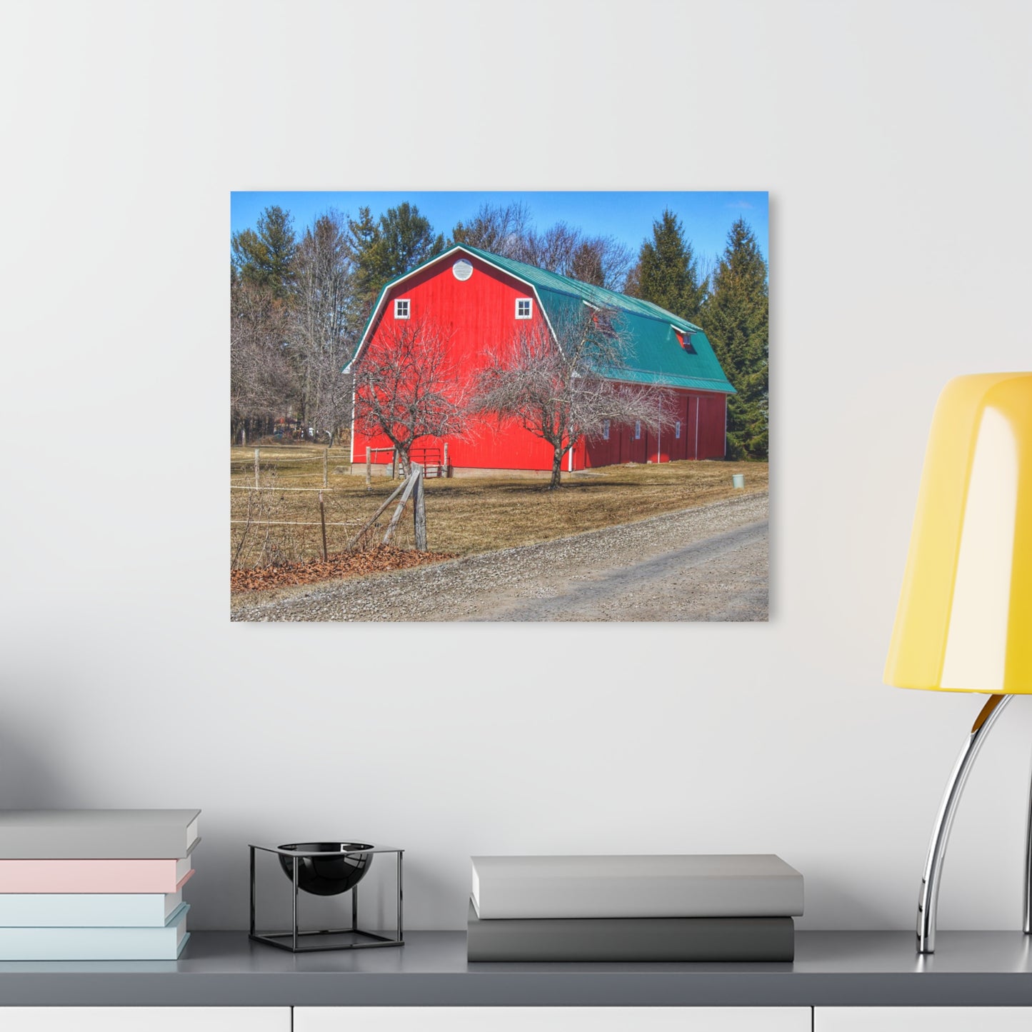 U R There Photography Campground Road Red Rustic Farmhouse Acrylic Wall Print