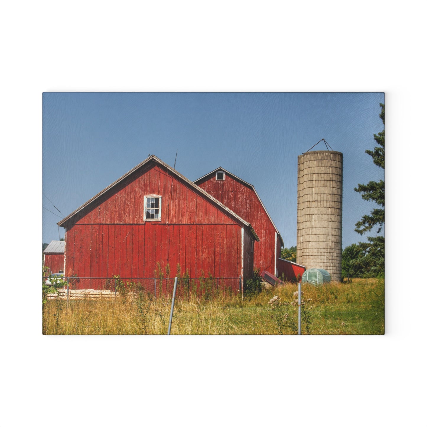 U R There Photography Shoemaker Road Reds Rustic Farmhouse Tempered-Glass Cutting Board