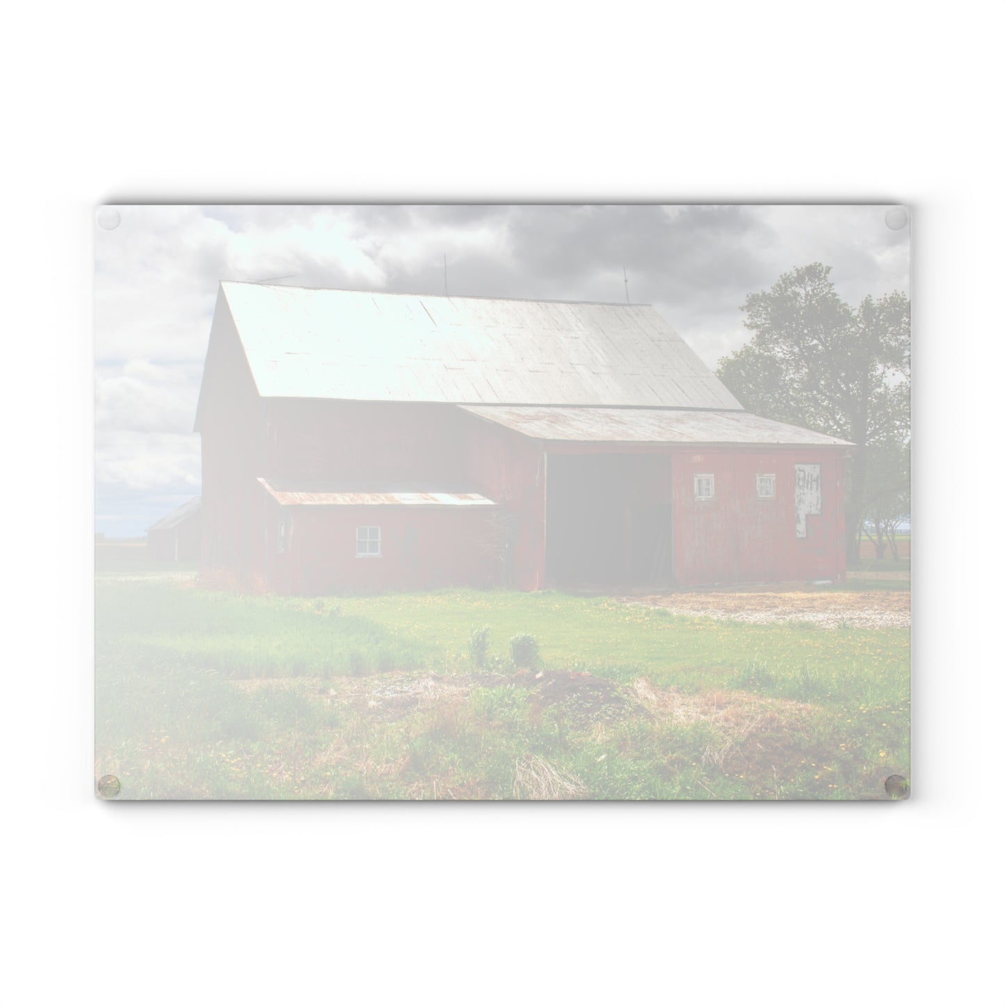 U R There Photography Rescue Road Reds Rustic Farmhouse Tempered-Glass Cutting Board