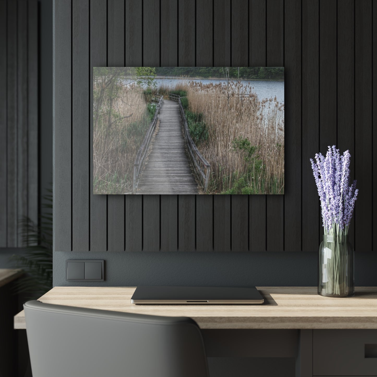 U R There Photography Linear Park Bridge in Lapeer II Rustic Farmhouse Acrylic Wall Print