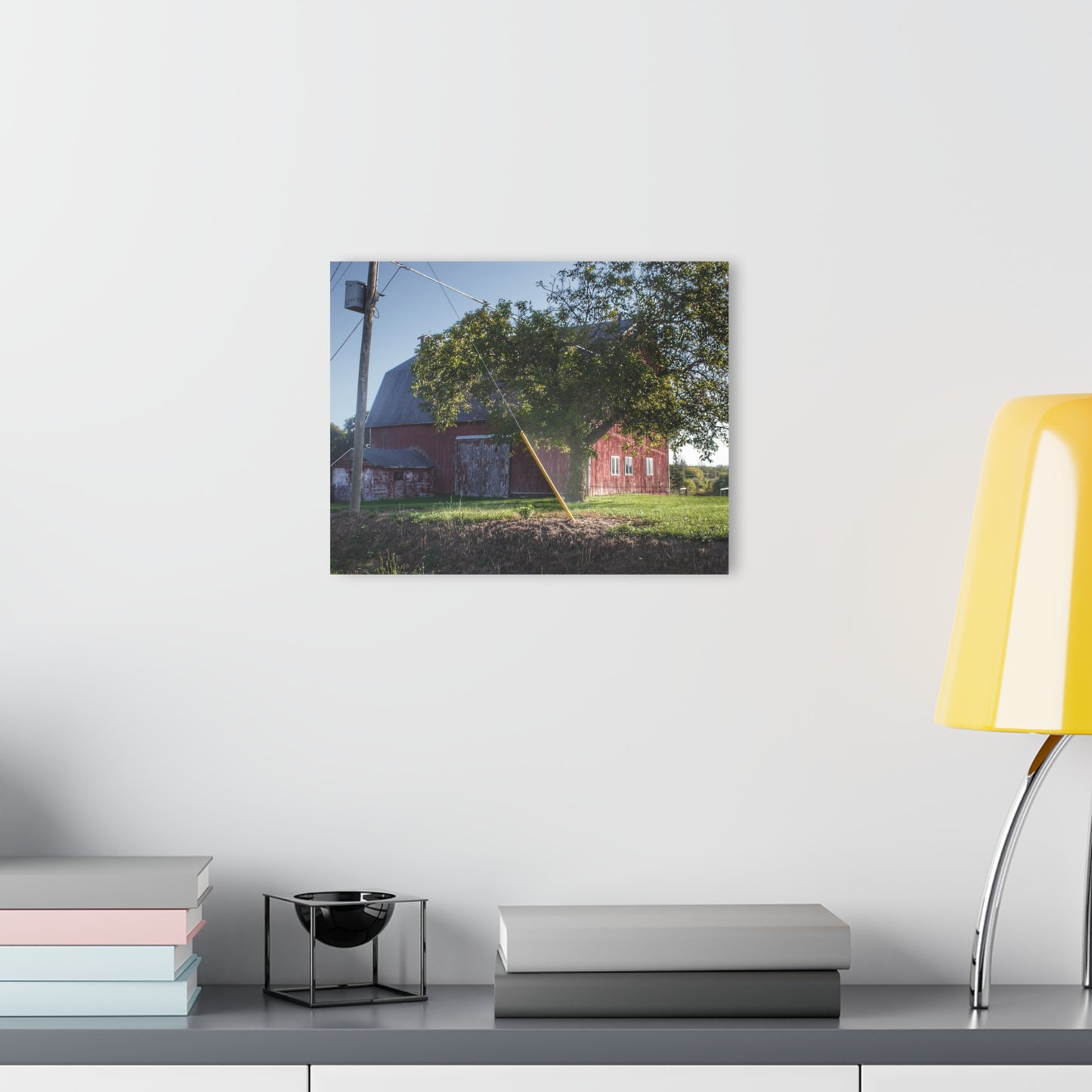 U R There Photography Rochester Road Hidden Red Rustic Farmhouse Acrylic Wall Print