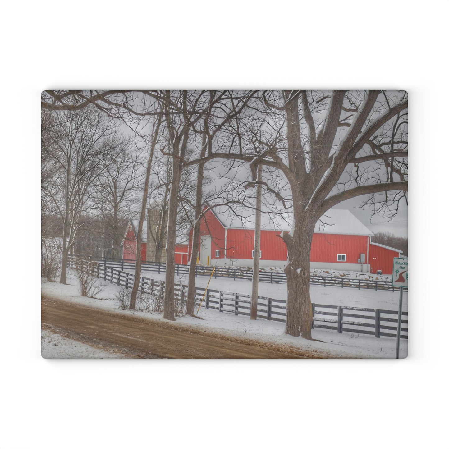 U R There Photography Barns of Barber Road I Rustic Farmhouse Tempered-Glass Cutting Board