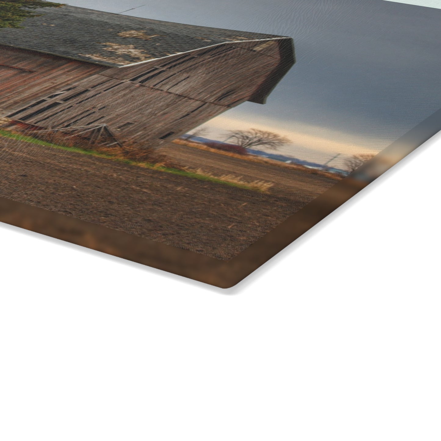 U R There Photography Owendale Red Rustic Farmhouse Tempered-Glass Cutting Board