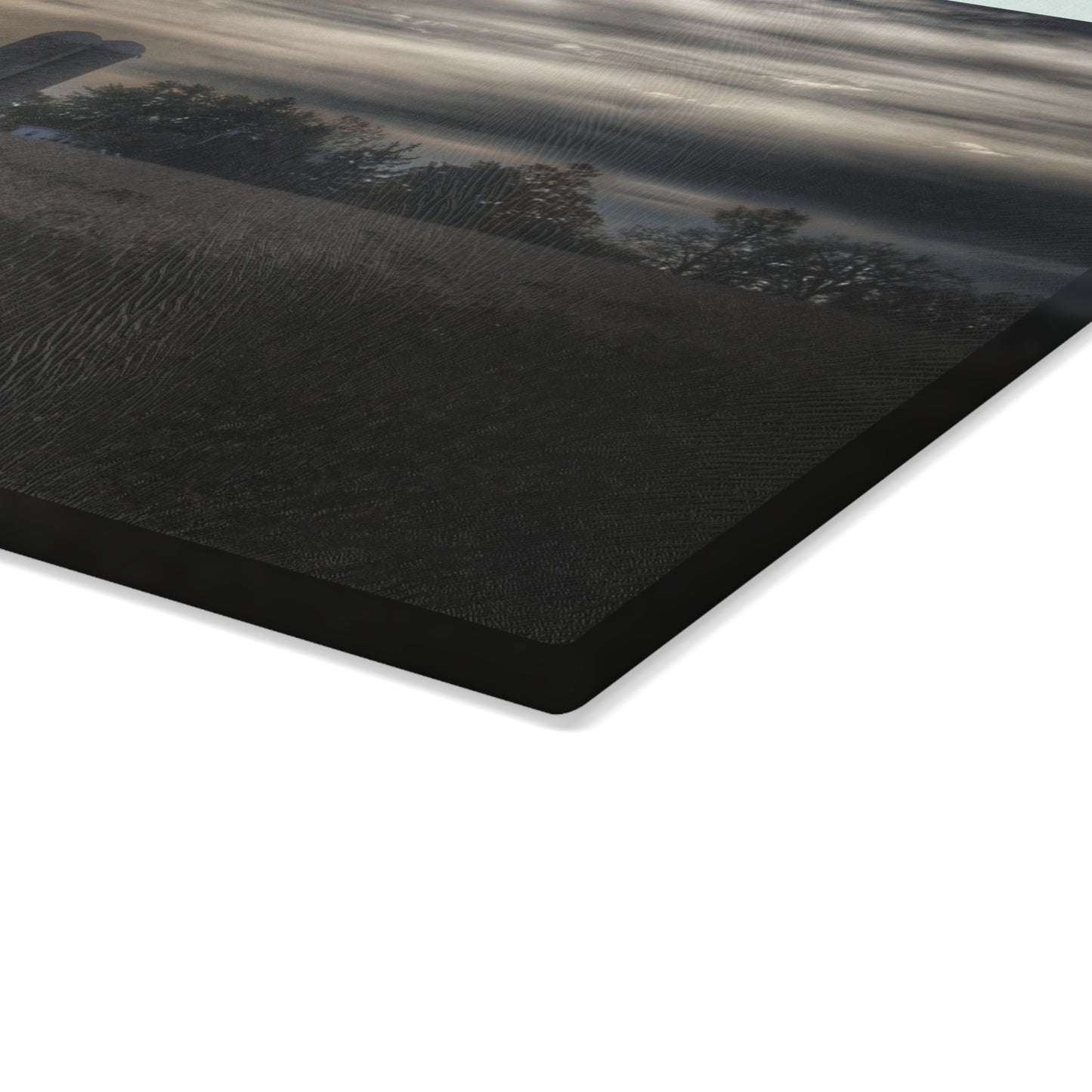 U R There Photography Across the Field on Brown City Road Rustic Farmhouse Tempered-Glass Cutting Board