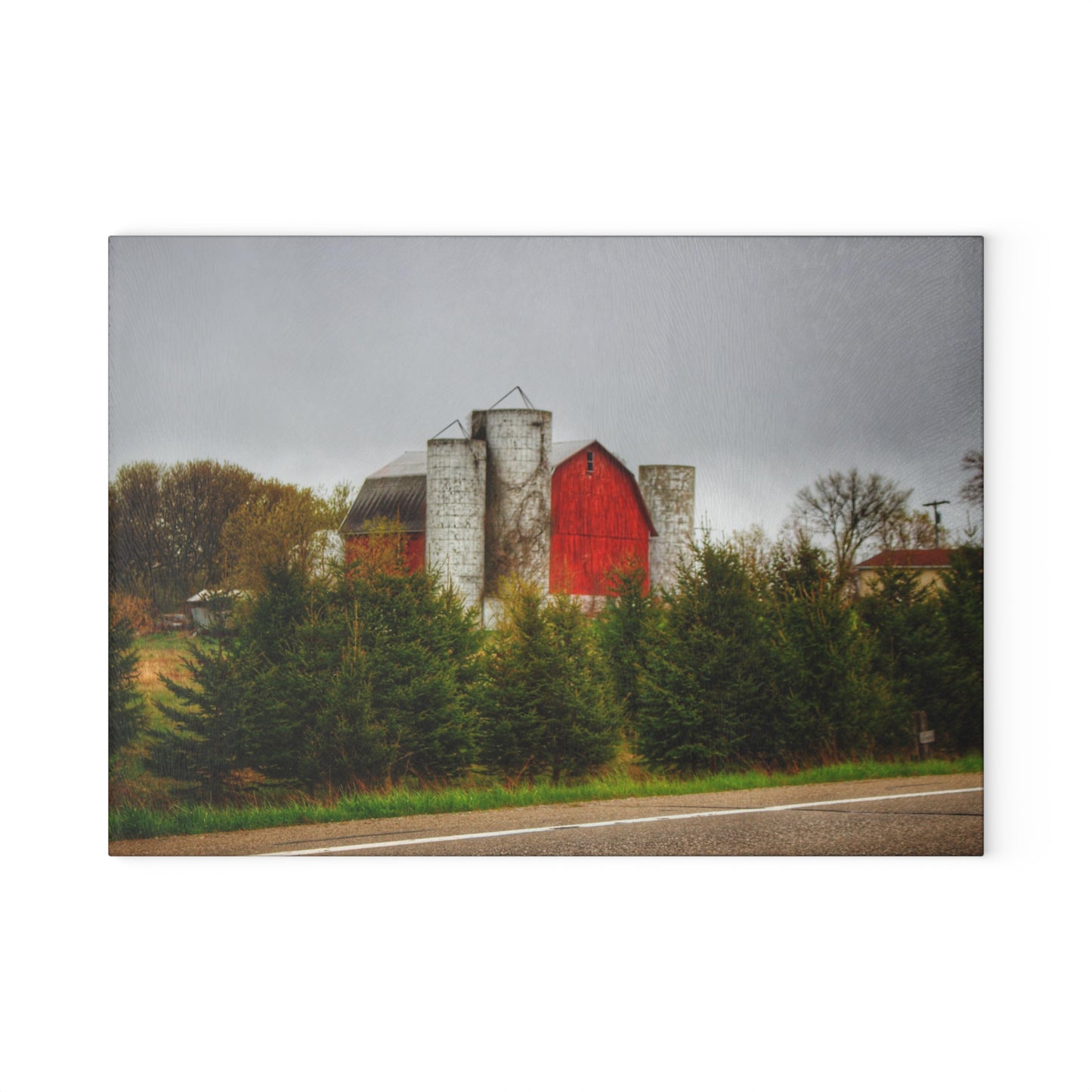 U R There Photography Castle Corner Red II Rustic Farmhouse Tempered-Glass Cutting Board