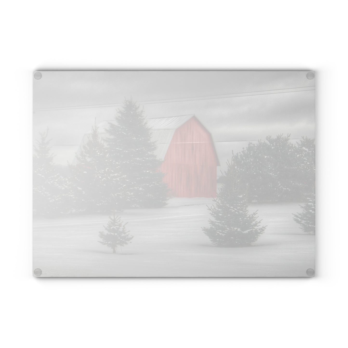 U R There Photography Vernor Road Red II Rustic Farmhouse Tempered-Glass Cutting Board