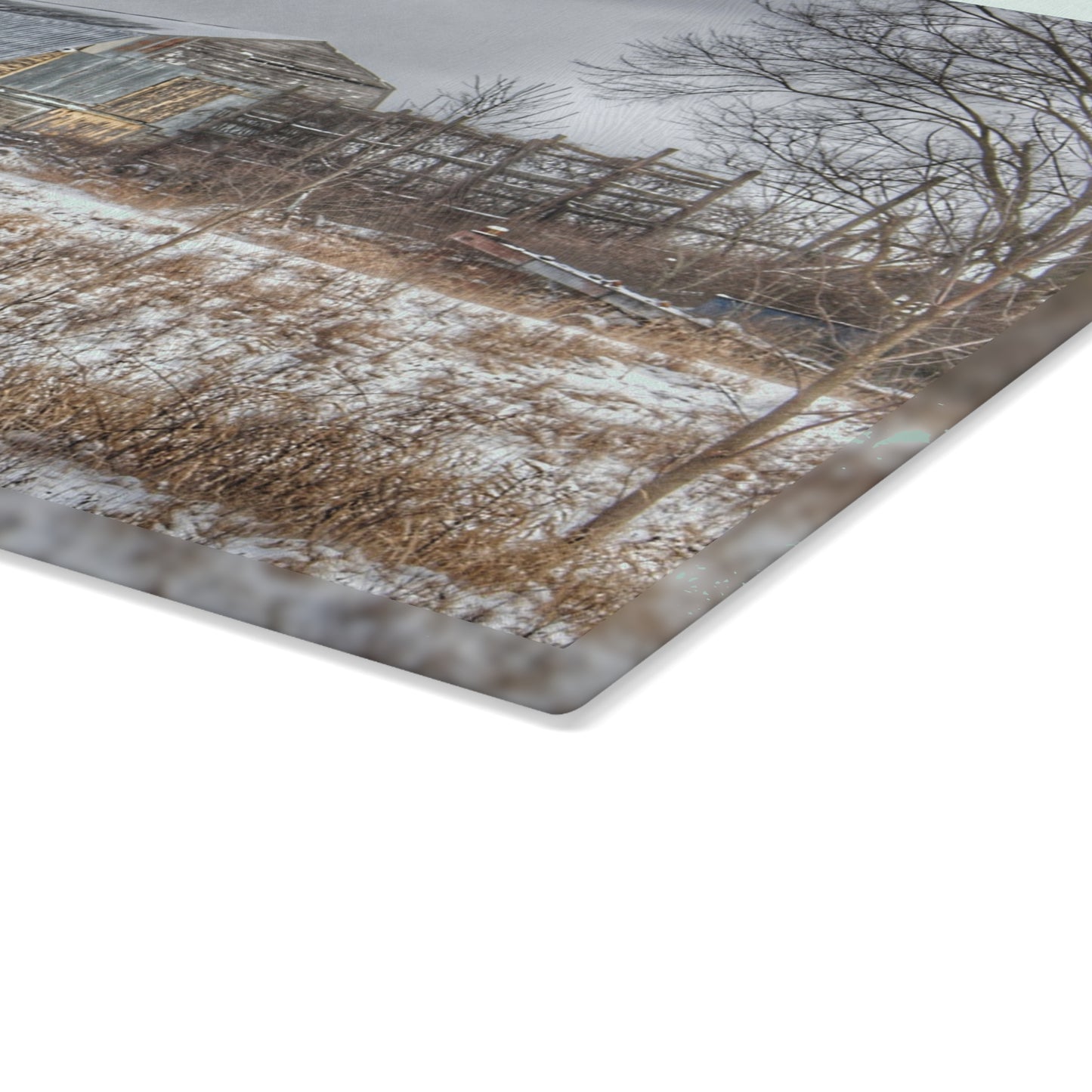 U R There Photography Vermilya Grey and Silo Rustic Farmhouse Tempered-Glass Cutting Board