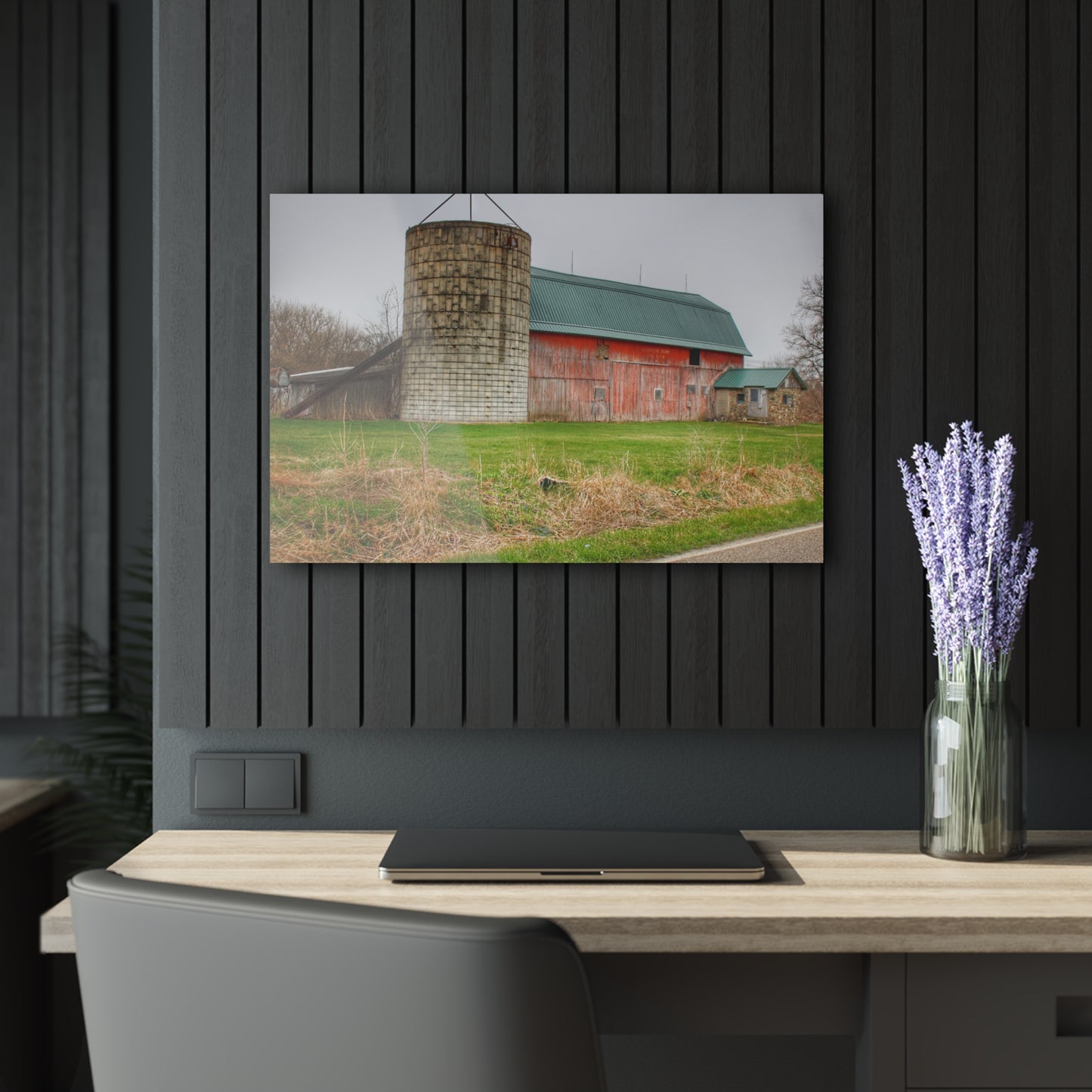 U R There Photography Plumb Creek Road Red I Rustic Farmhouse Acrylic Wall Print
