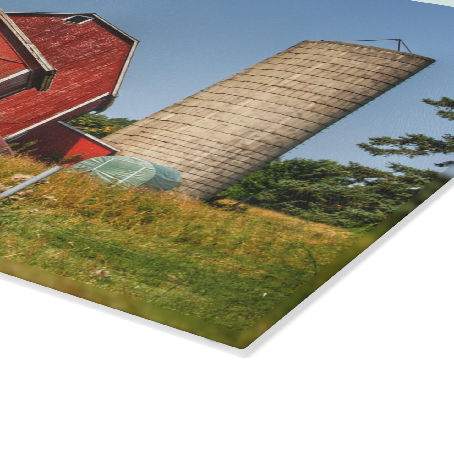U R There Photography Shoemaker Road Reds Rustic Farmhouse Tempered-Glass Cutting Board
