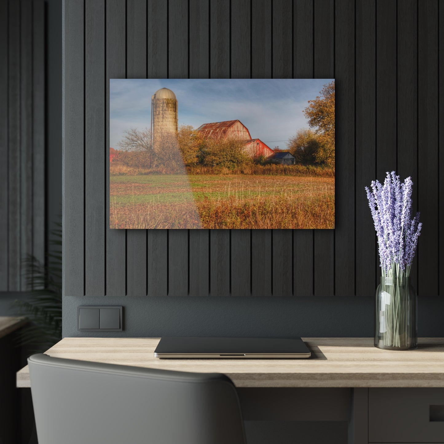 U R There Photography Cade Road Red and Silo Rustic Farmhouse Acrylic Wall Print