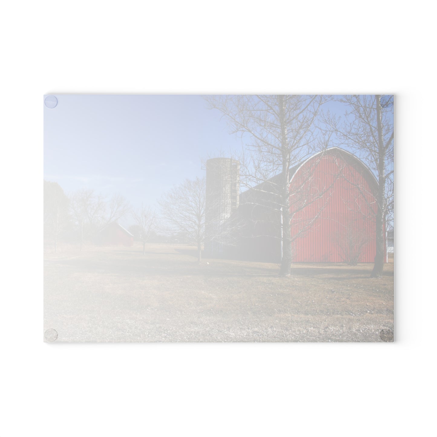 U R There Photography Romeo Plank Road Reds I Rustic Farmhouse Tempered-Glass Cutting Board