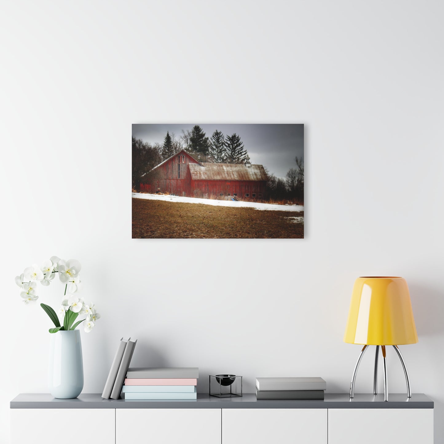 U R There Photography Blacks Corners Road Red Rustic Farmhouse Acrylic Wall Print