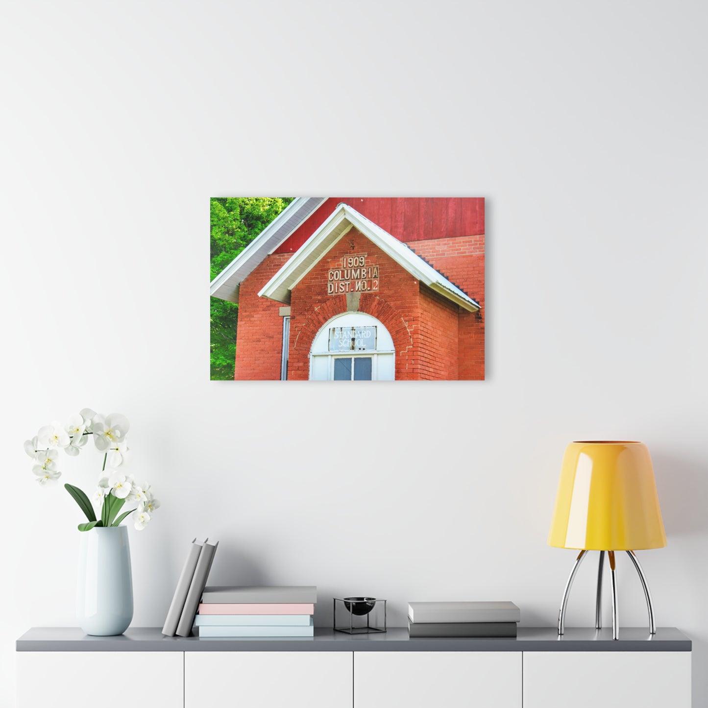 U R There Photography French Road Old Standard Schoolhouse II Rustic Farmhouse Acrylic Wall Print