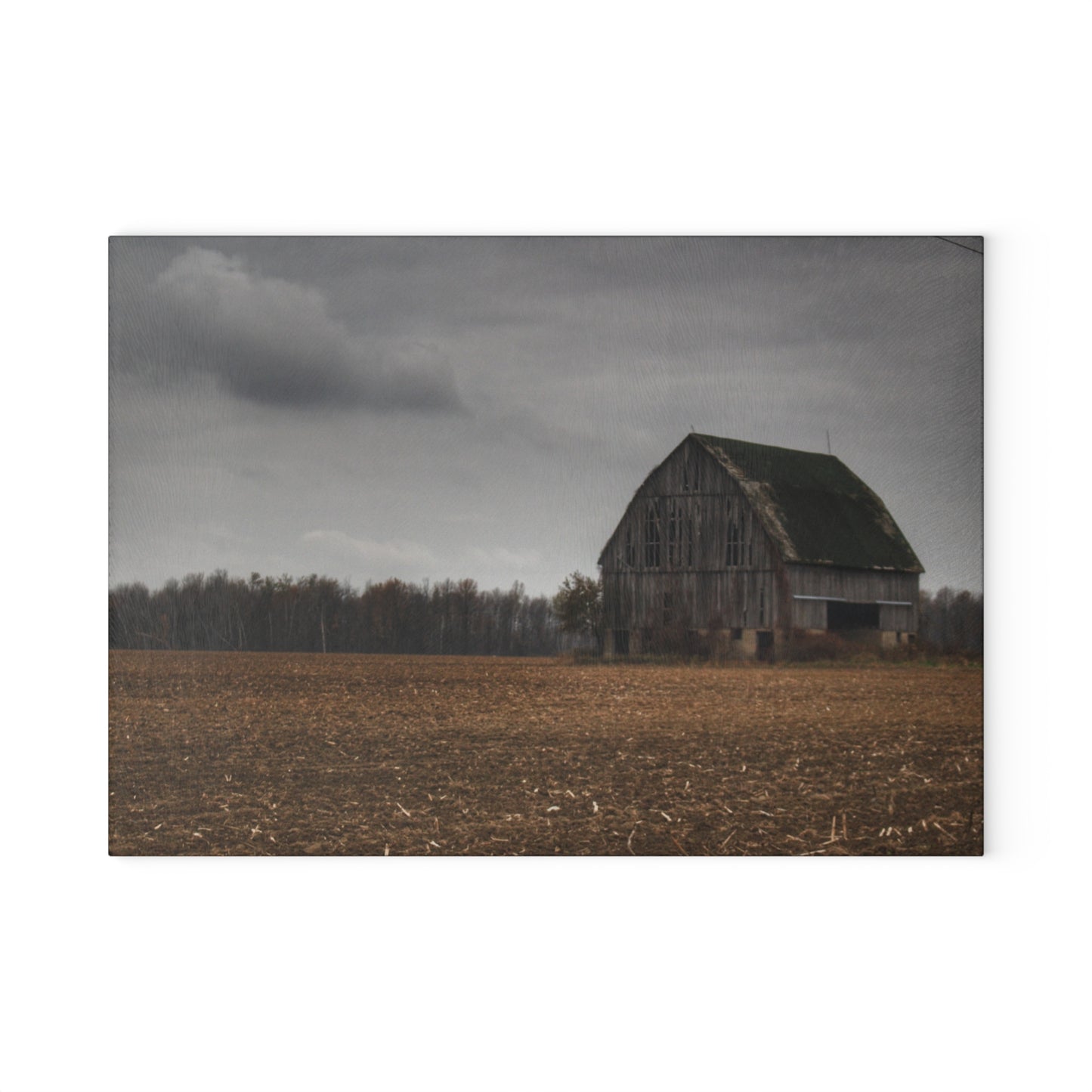 U R There Photography Stone Road Old Grey I Rustic Farmhouse Tempered-Glass Cutting Board