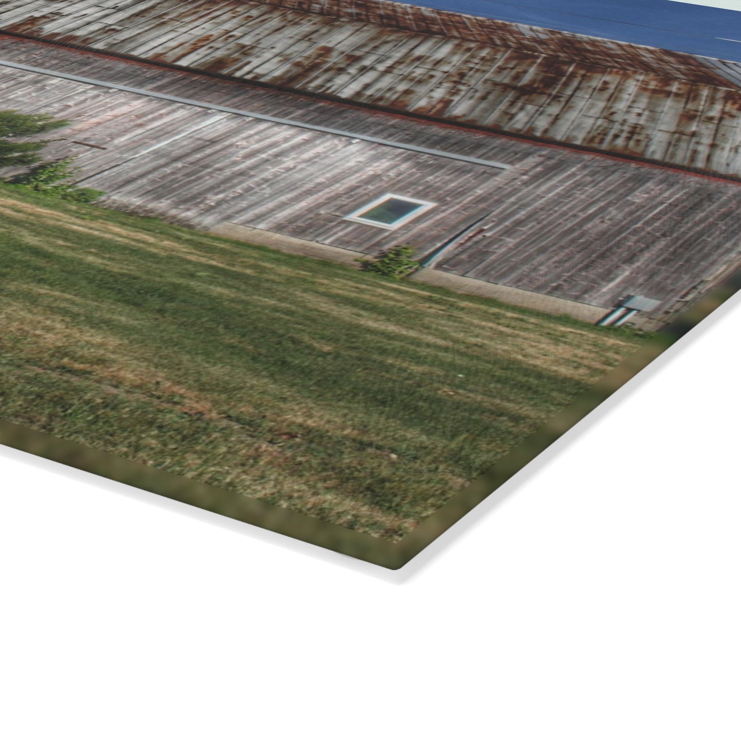 U R There Photography Barkley Road Red in Summer I Rustic Farmhouse Tempered-Glass Cutting Board
