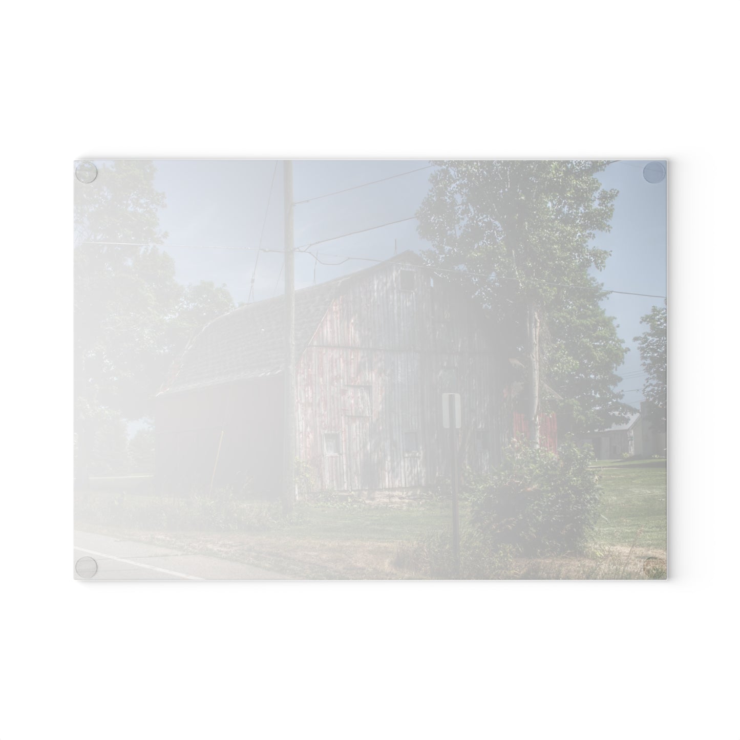 U R There Photography Roods Lake Road Red II Rustic Farmhouse Tempered-Glass Cutting Board