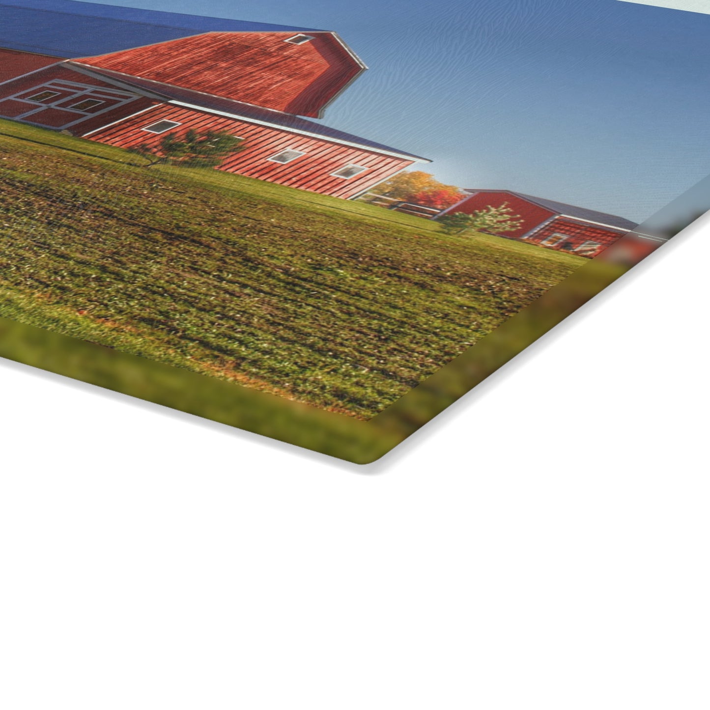 U R There Photography Shoemaker Road Red Rustic Farmhouse Tempered-Glass Cutting Board