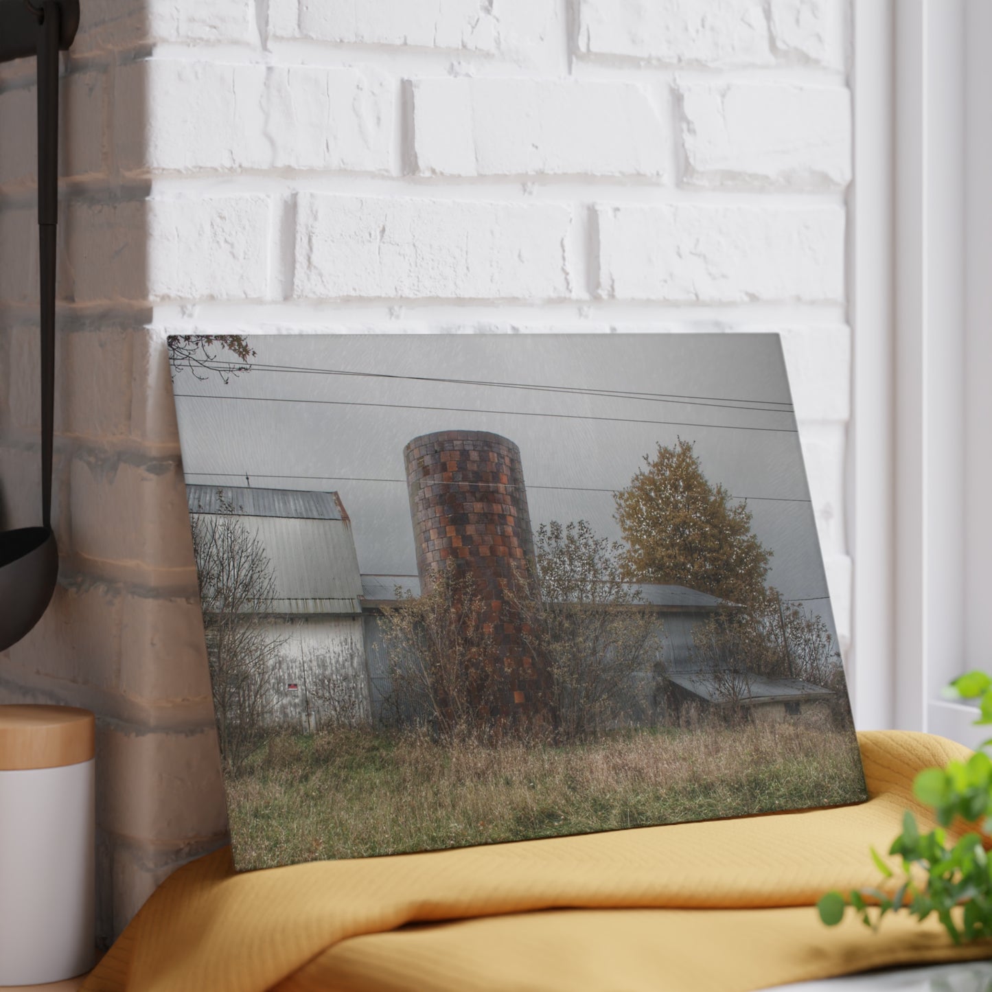 U R There Photography Bordman Road Grey Rustic Farmhouse Tempered-Glass Cutting Board 8" x 11" Rectangle