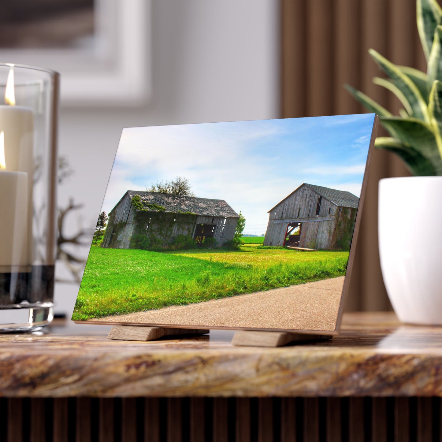 U R There Photography Caro Road Twin Greys I Rustic Farmhouse Decorative Ceramic Tile