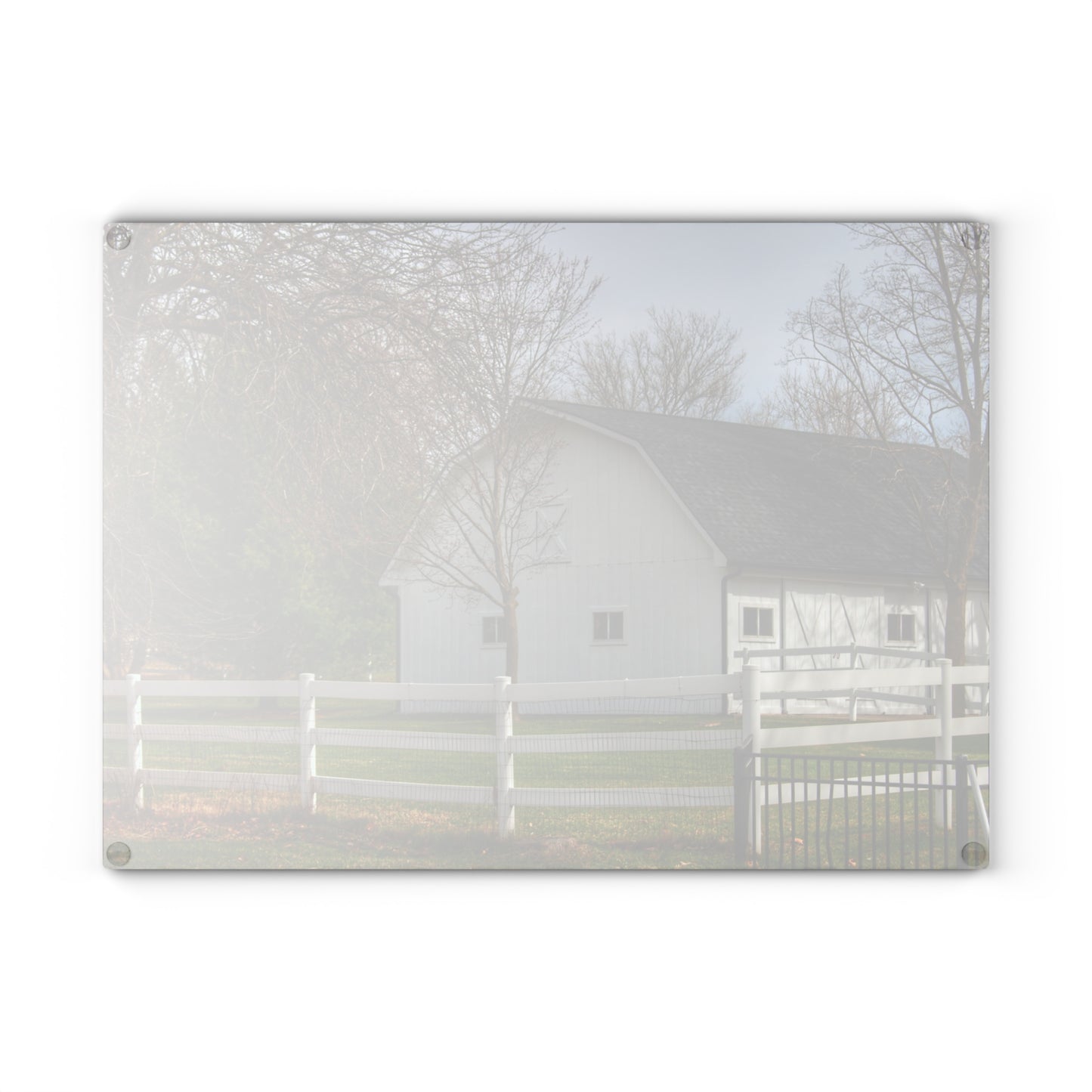 U R There Photography Collins Road White Rustic Farmhouse Tempered-Glass Cutting Board