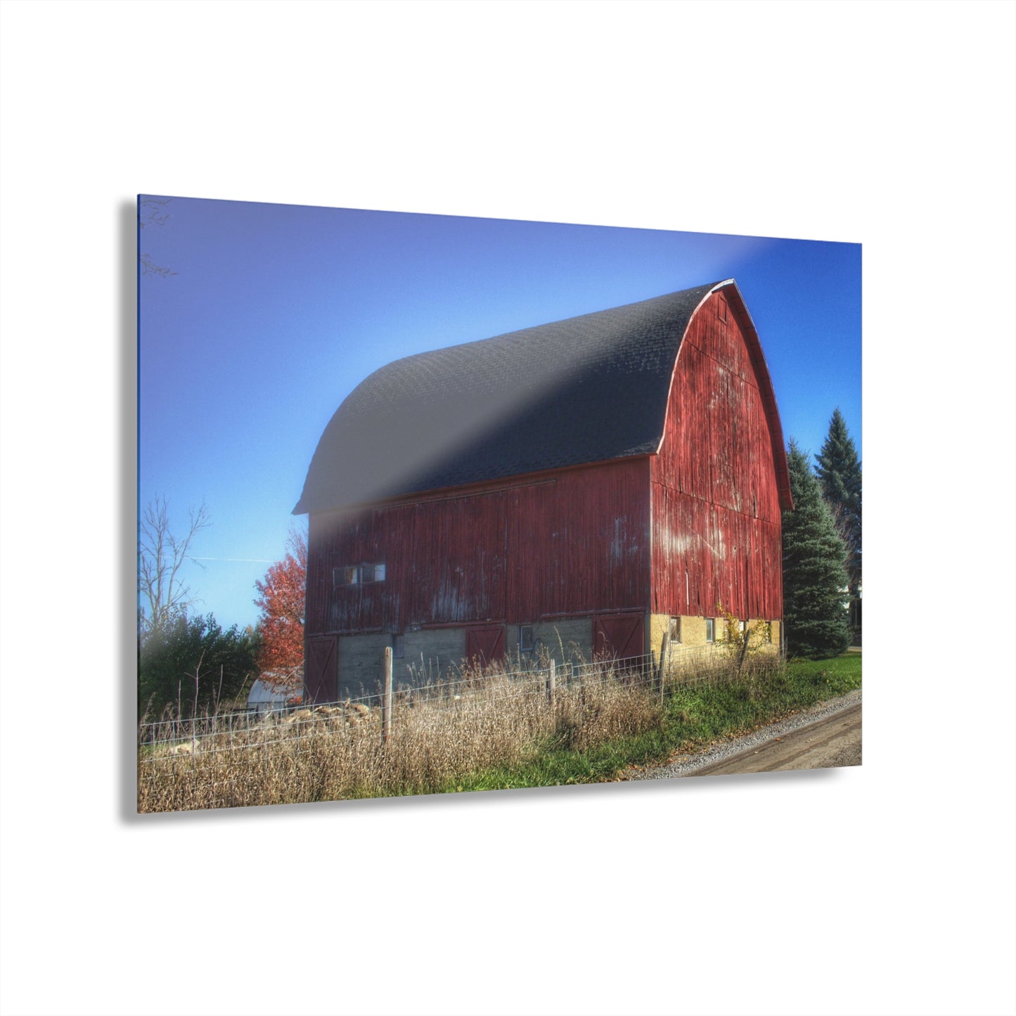 U R There Photography Big Roadside Red Rustic Farmhouse Acrylic Wall Print