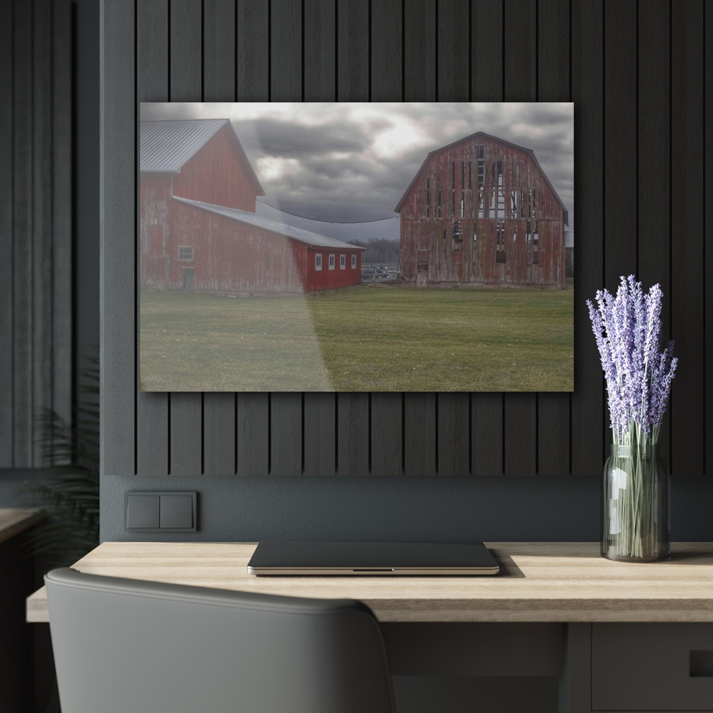 U R There Photography Church Road Reds Rustic Farmhouse Acrylic Wall Print