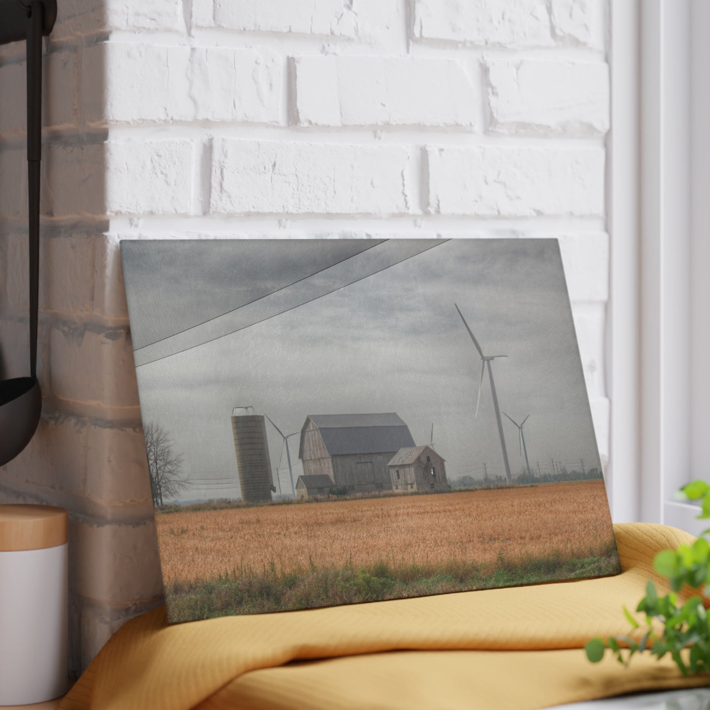 U R There Photography Pinabog Greys Rustic Farmhouse Tempered-Glass Cutting Board