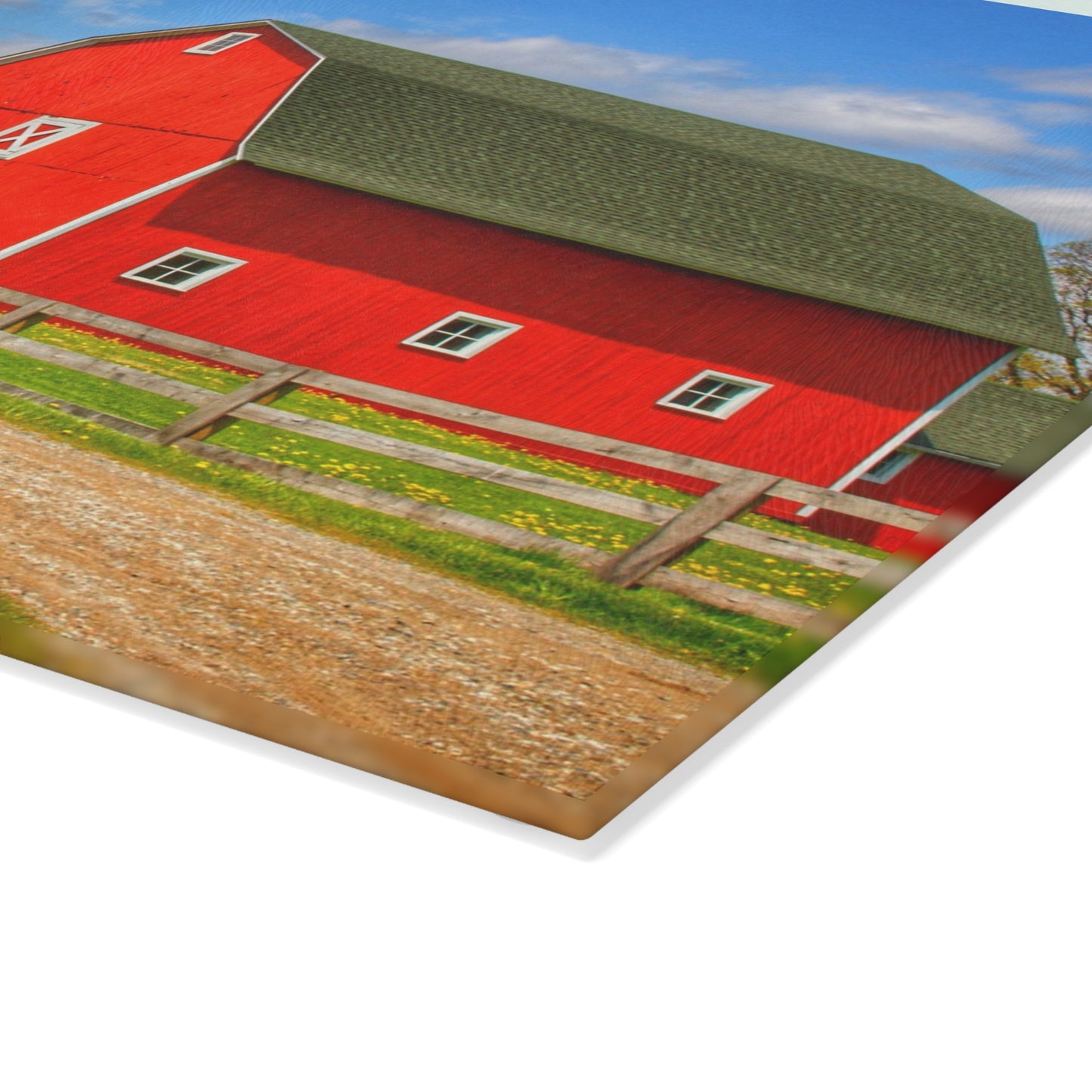 U R There Photography Sohn Road Reds Rustic Farmhouse Tempered-Glass Cutting Board