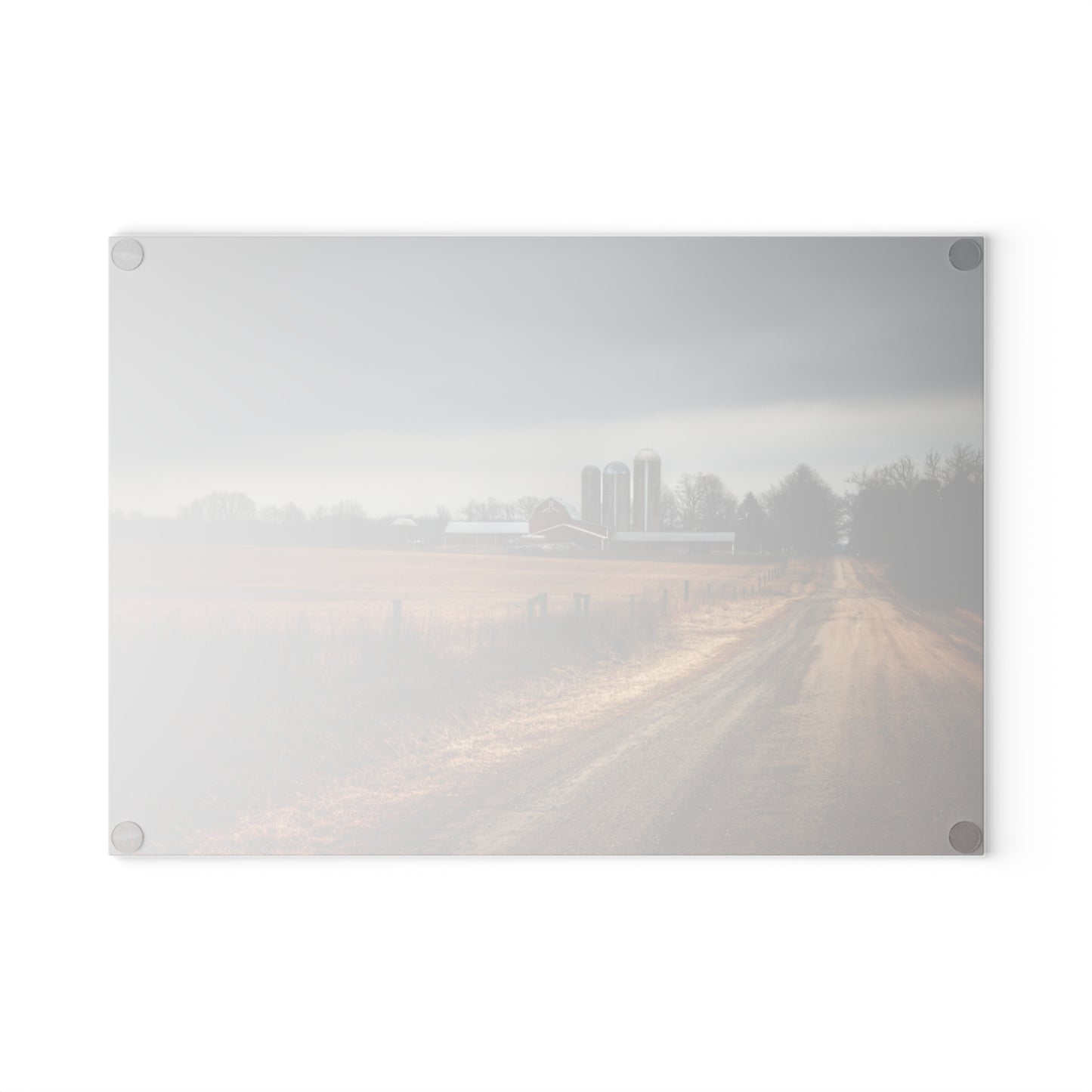 U R There Photography Across the Field on Daley Road Rustic Farmhouse Tempered-Glass Cutting Board